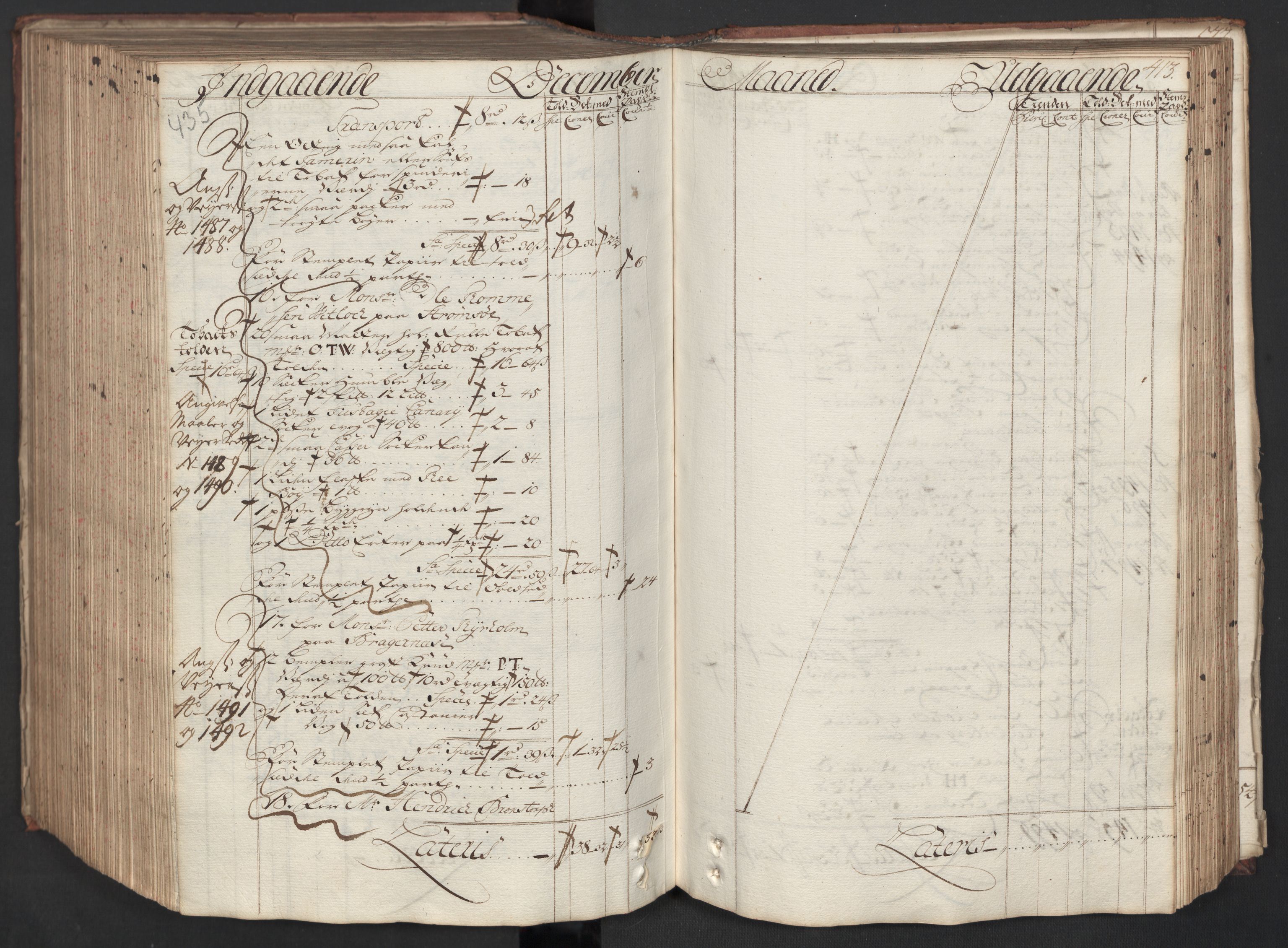 Generaltollkammeret, tollregnskaper, AV/RA-EA-5490/R08/L0012/0001: Tollregnskaper Drammen / Hovedtollbok, 1733, s. 412b-413a