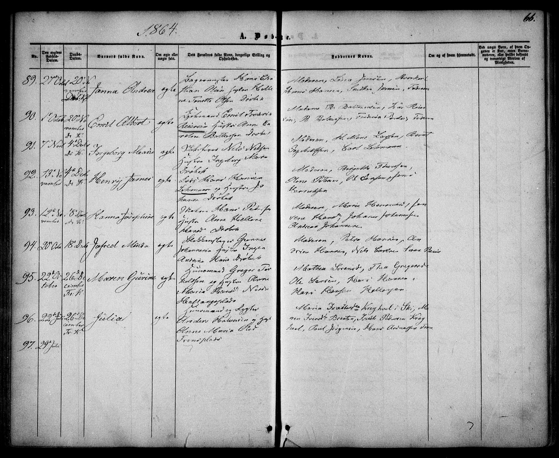 Drøbak prestekontor Kirkebøker, AV/SAO-A-10142a/F/Fa/L0002: Ministerialbok nr. I 2, 1858-1870, s. 66