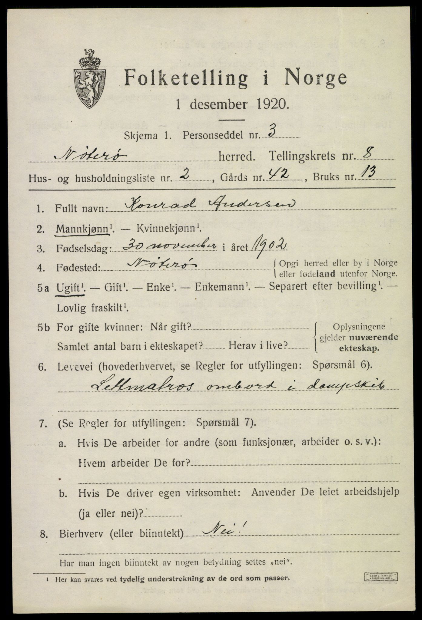 SAKO, Folketelling 1920 for 0722 Nøtterøy herred, 1920, s. 10433