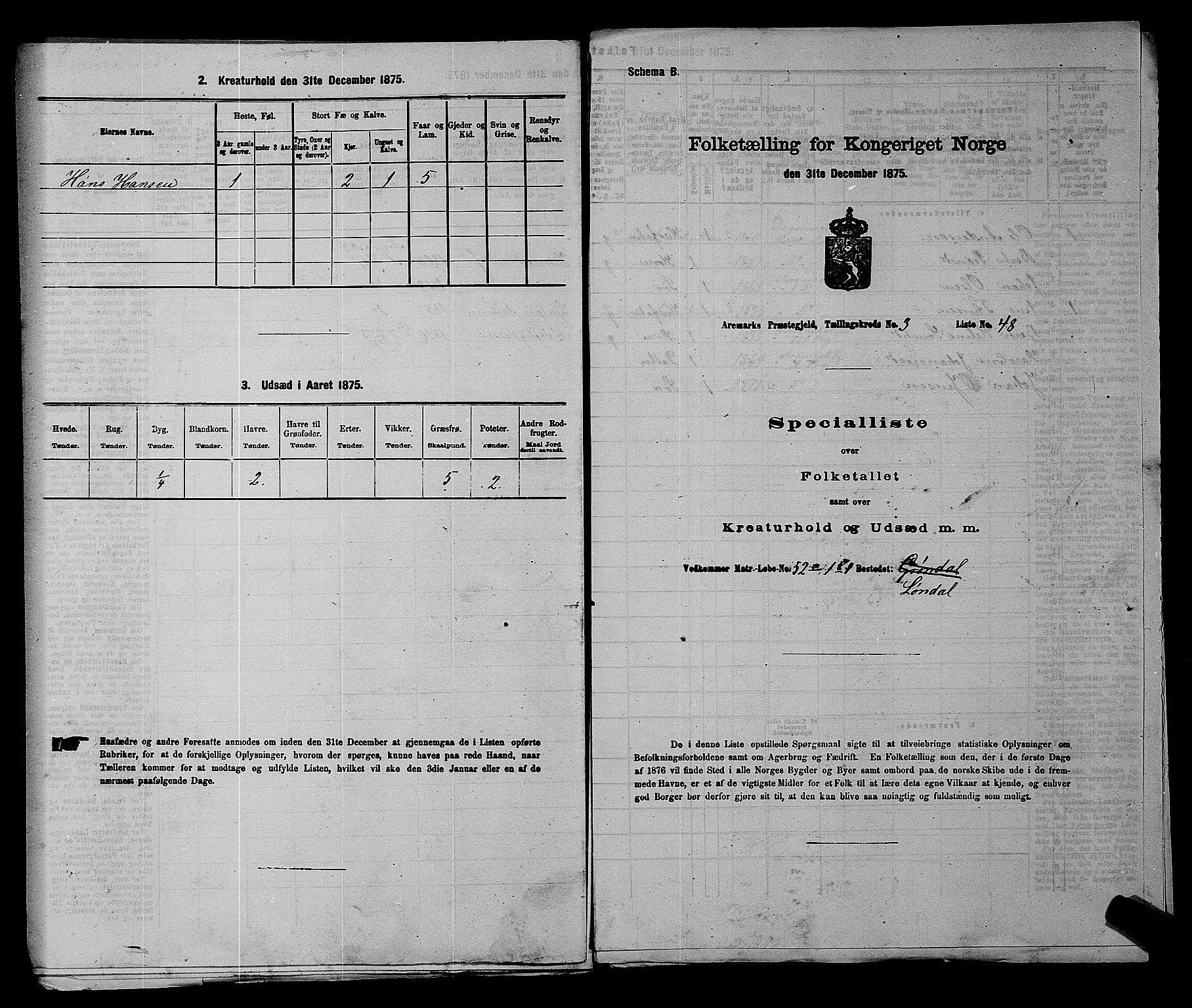 RA, Folketelling 1875 for 0118P Aremark prestegjeld, 1875, s. 482