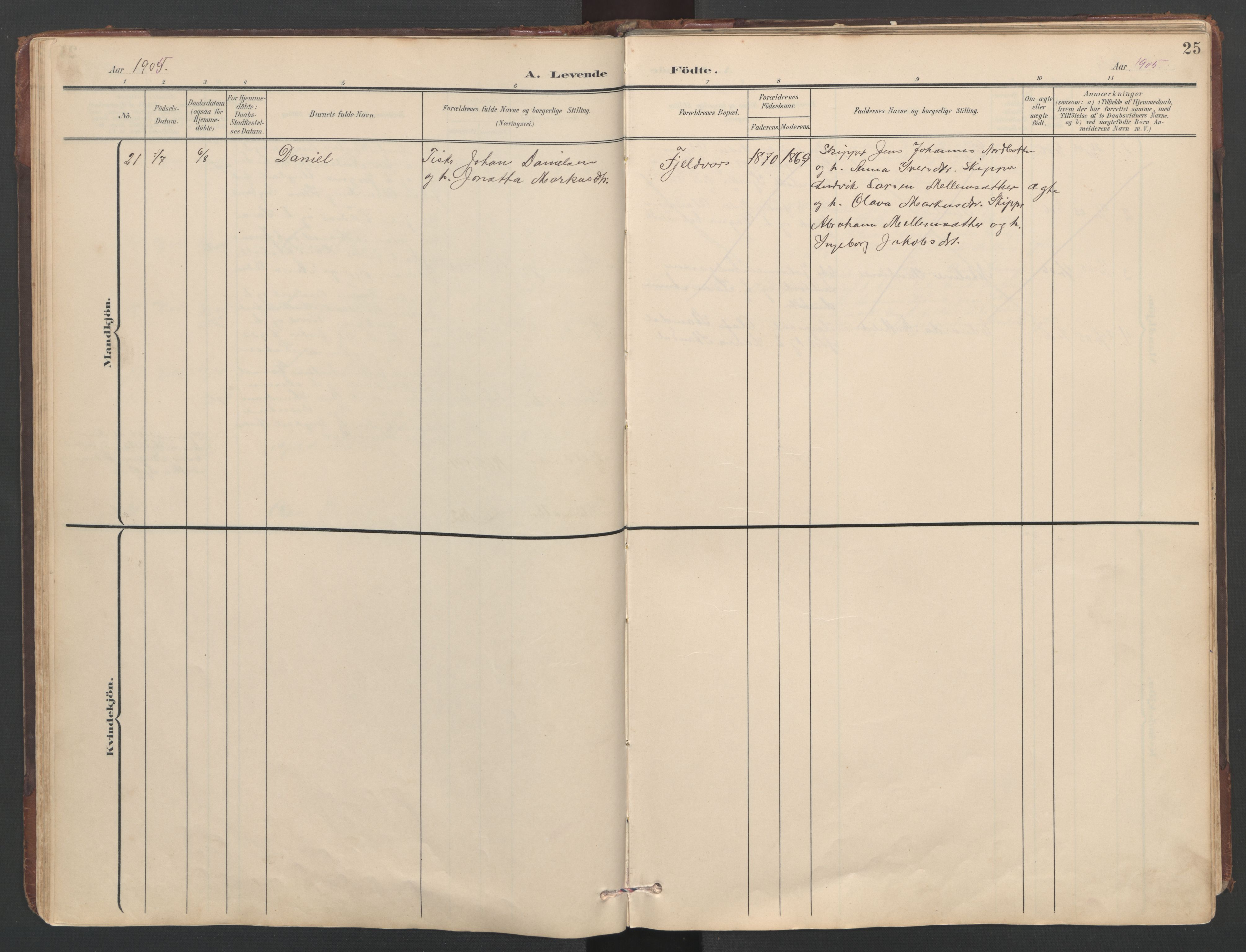 Ministerialprotokoller, klokkerbøker og fødselsregistre - Sør-Trøndelag, SAT/A-1456/638/L0571: Klokkerbok nr. 638C03, 1901-1930, s. 25