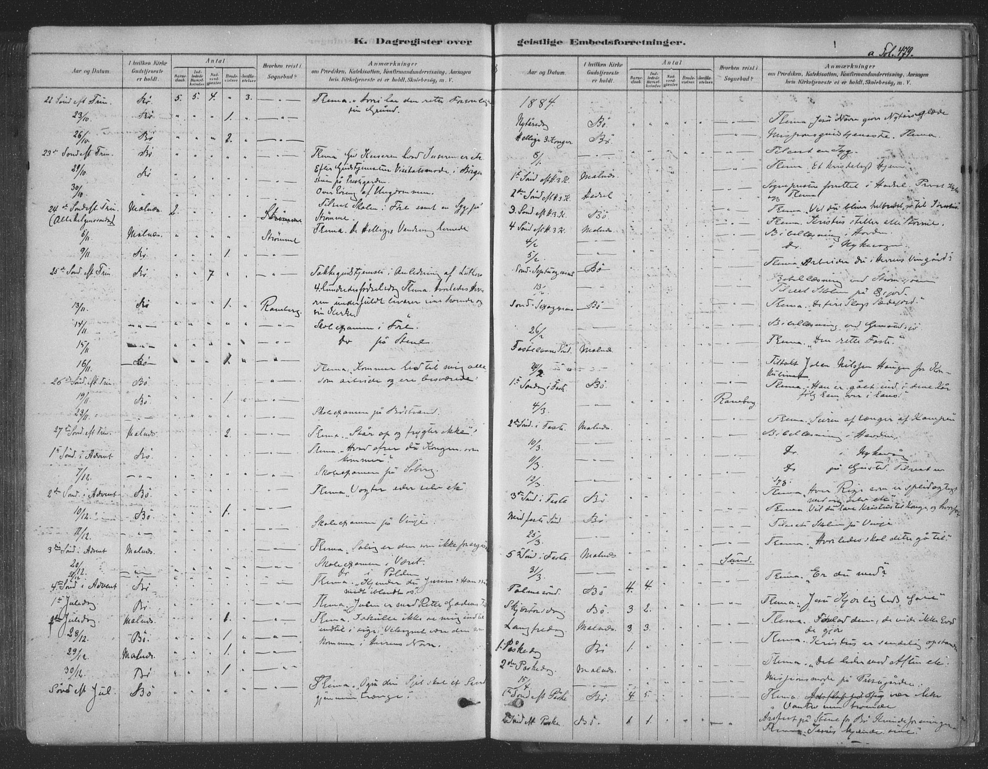 Ministerialprotokoller, klokkerbøker og fødselsregistre - Nordland, SAT/A-1459/891/L1302: Ministerialbok nr. 891A07, 1878-1895, s. 479
