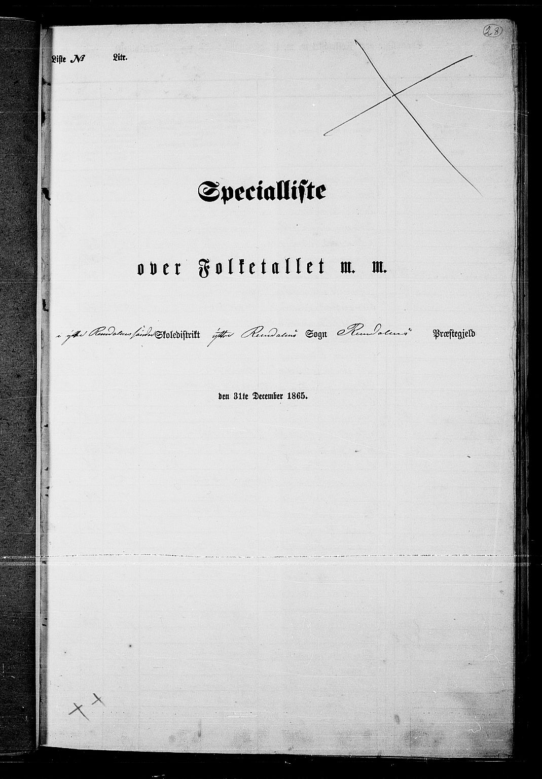 RA, Folketelling 1865 for 0432P Rendalen prestegjeld, 1865, s. 28
