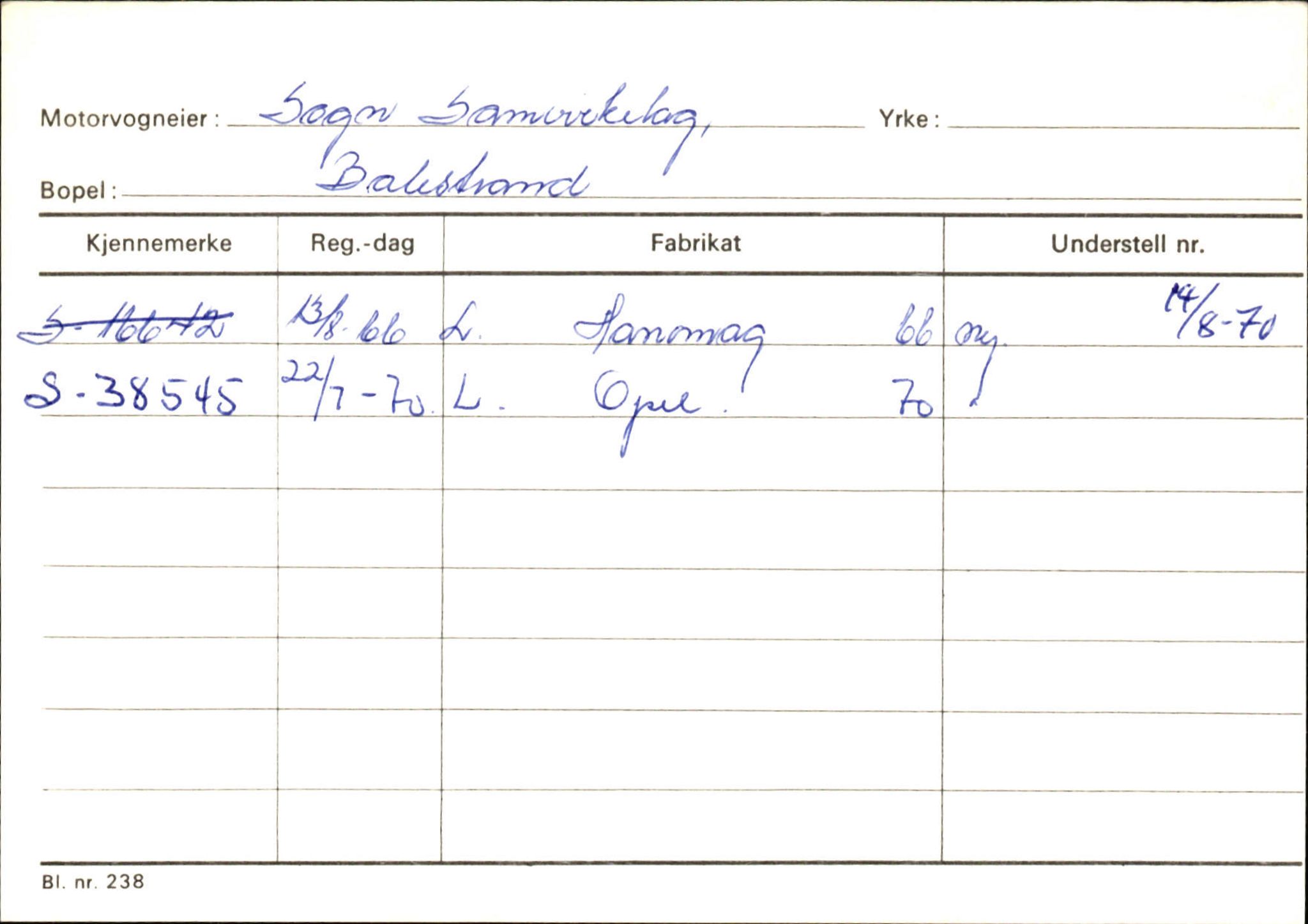 Statens vegvesen, Sogn og Fjordane vegkontor, SAB/A-5301/4/F/L0132: Eigarregister Askvoll A-Å. Balestrand A-Å, 1945-1975, s. 2320