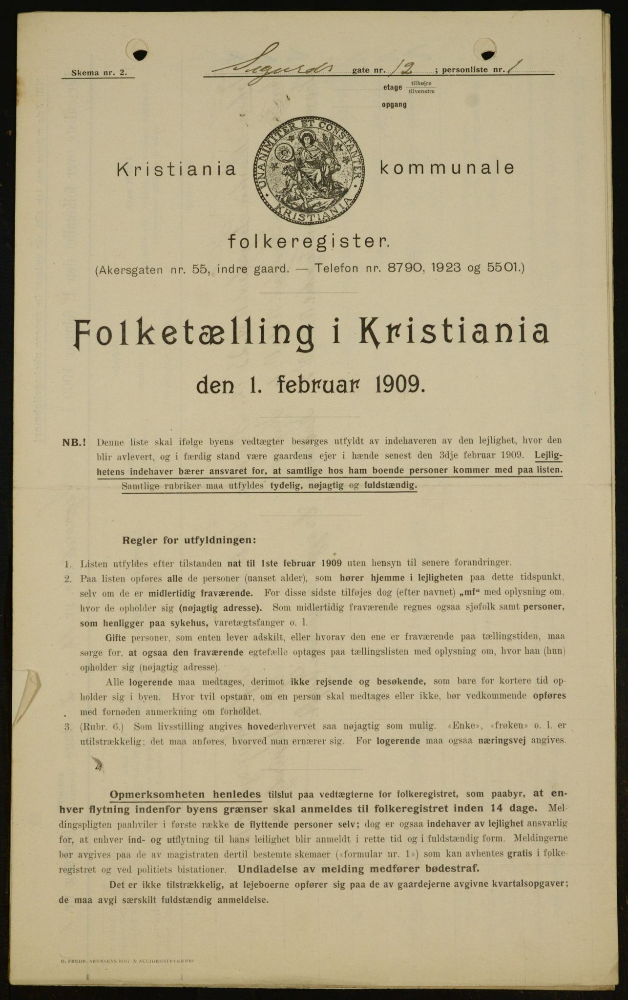 OBA, Kommunal folketelling 1.2.1909 for Kristiania kjøpstad, 1909, s. 86312