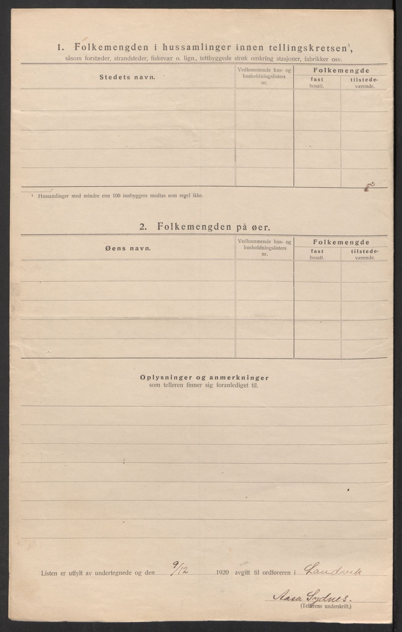 SAK, Folketelling 1920 for 0924 Landvik herred, 1920, s. 26
