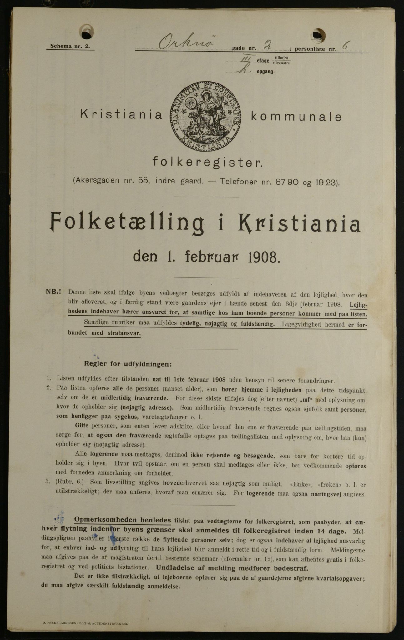 OBA, Kommunal folketelling 1.2.1908 for Kristiania kjøpstad, 1908, s. 68019