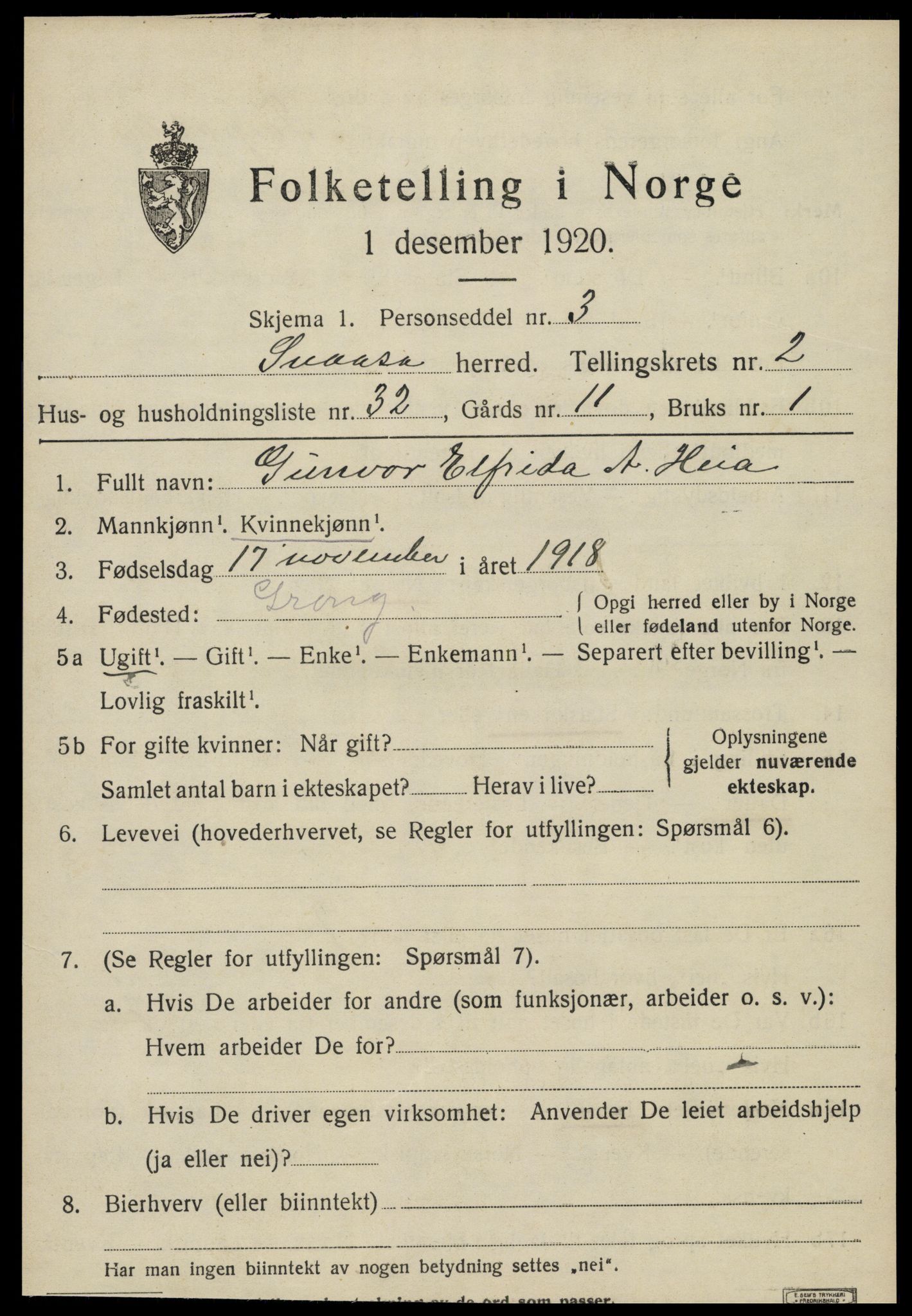 SAT, Folketelling 1920 for 1736 Snåsa herred, 1920, s. 1512