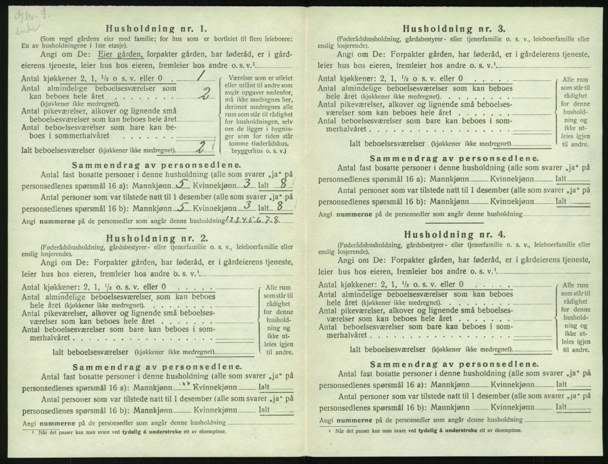 SAK, Folketelling 1920 for 0940 Valle herred, 1920, s. 234