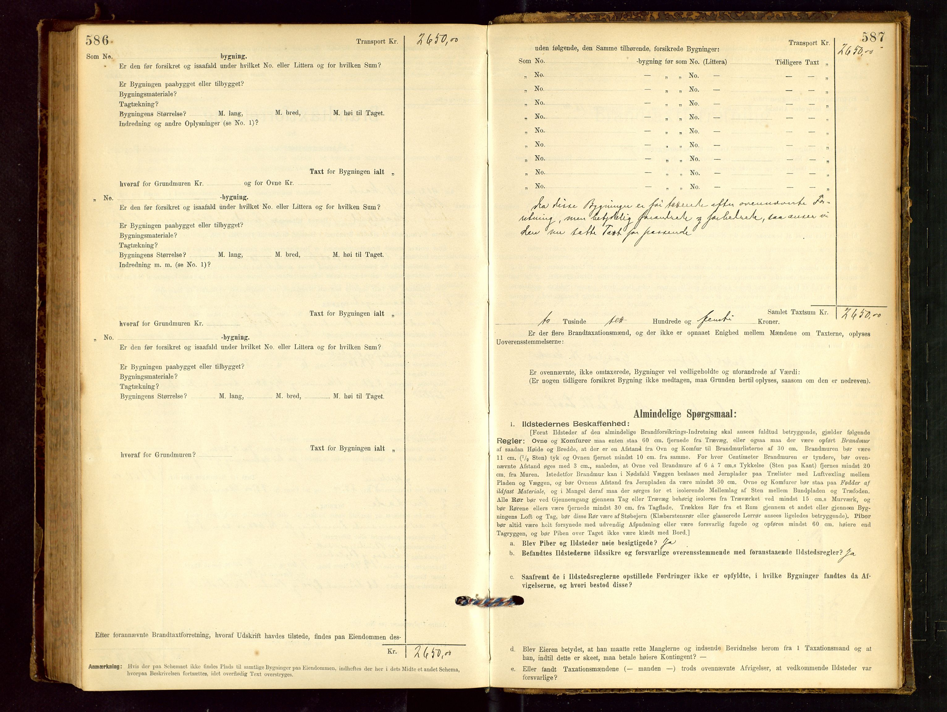 Håland lensmannskontor, AV/SAST-A-100100/Gob/L0001: Branntakstprotokoll - skjematakst. Register i boken., 1894-1902, s. 586-587