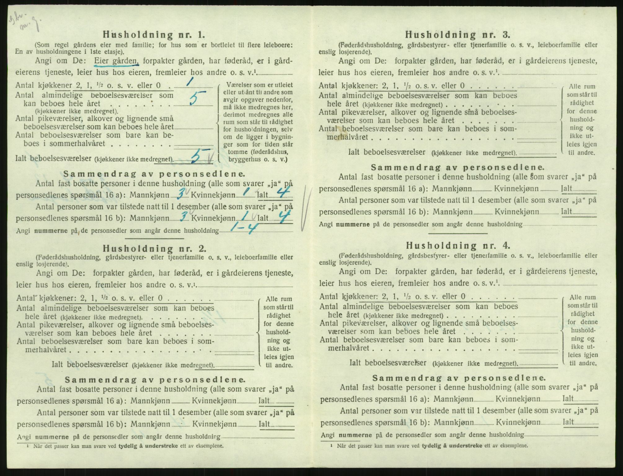 SAK, Folketelling 1920 for 0936 Hornnes herred, 1920, s. 188