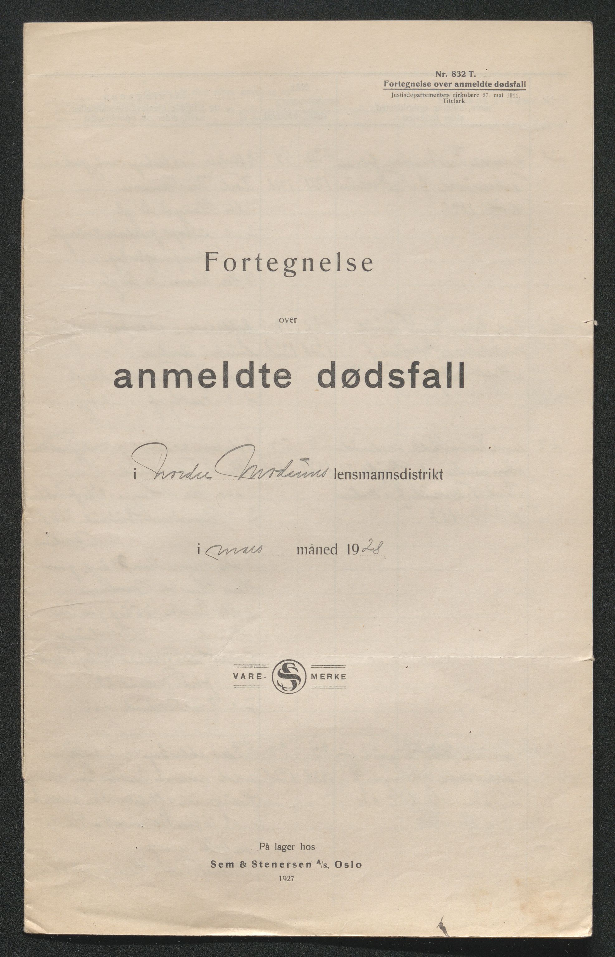 Eiker, Modum og Sigdal sorenskriveri, AV/SAKO-A-123/H/Ha/Hab/L0045: Dødsfallsmeldinger, 1928-1929, s. 123