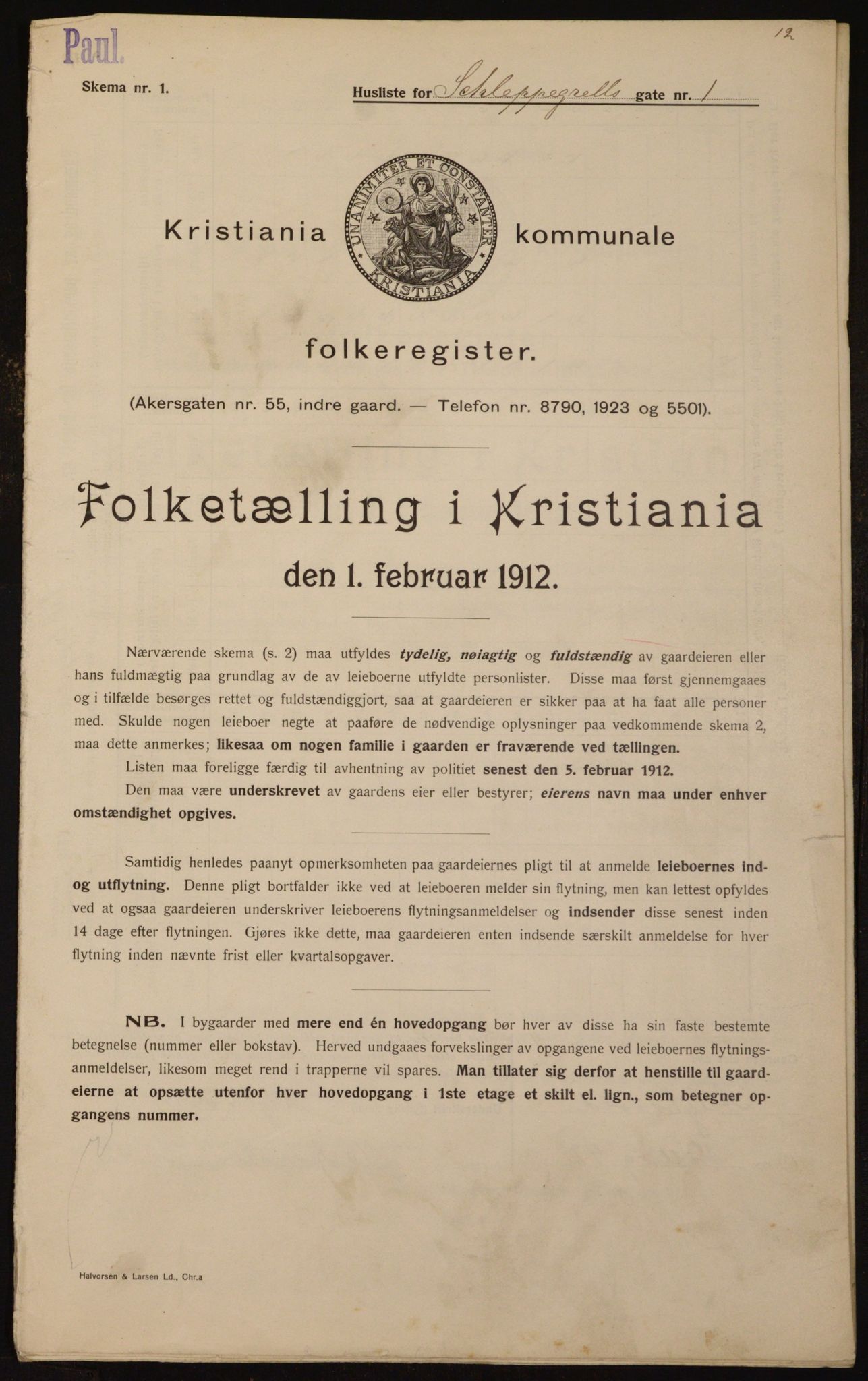 OBA, Kommunal folketelling 1.2.1912 for Kristiania, 1912, s. 89816