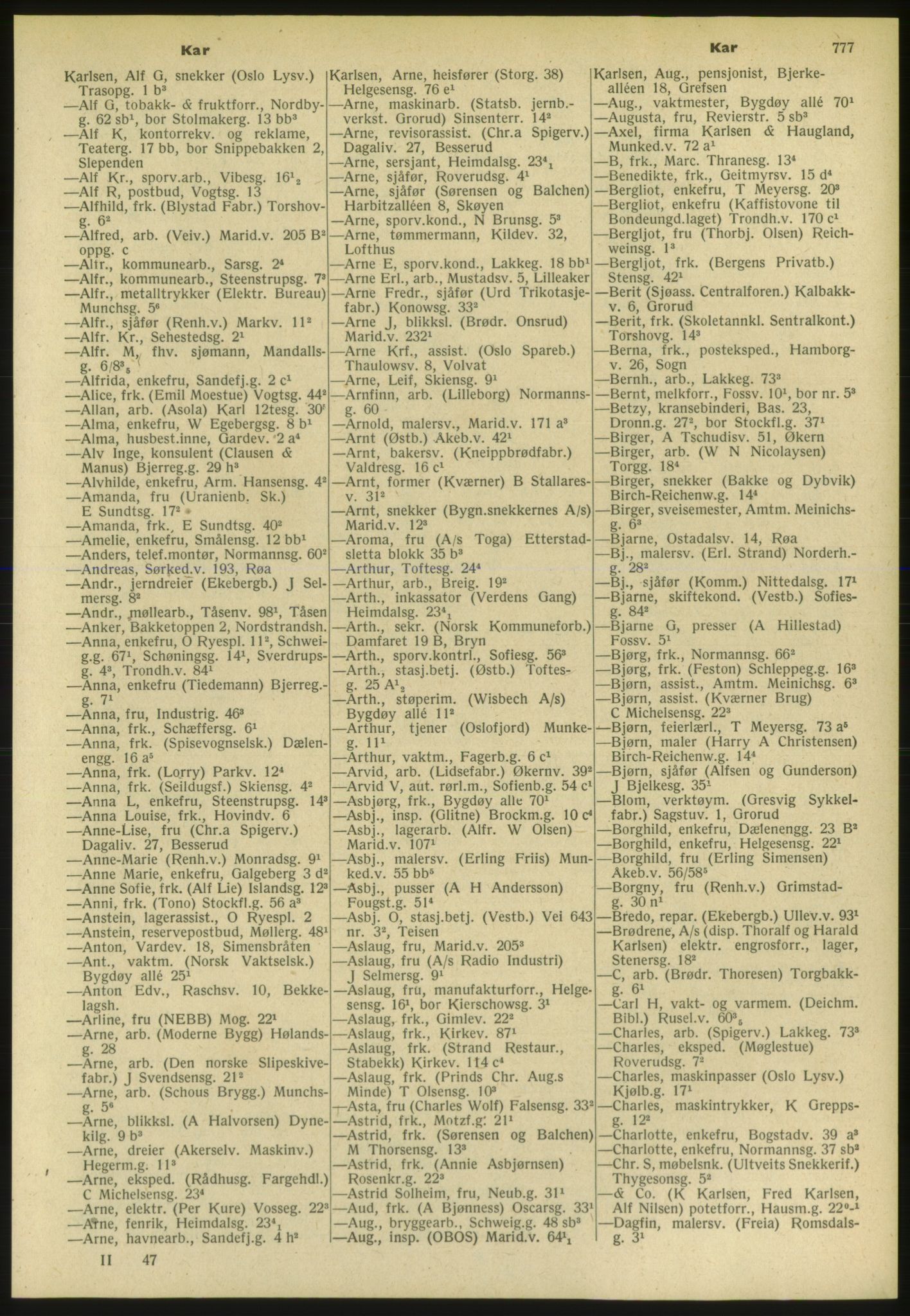 Kristiania/Oslo adressebok, PUBL/-, 1952, s. 777
