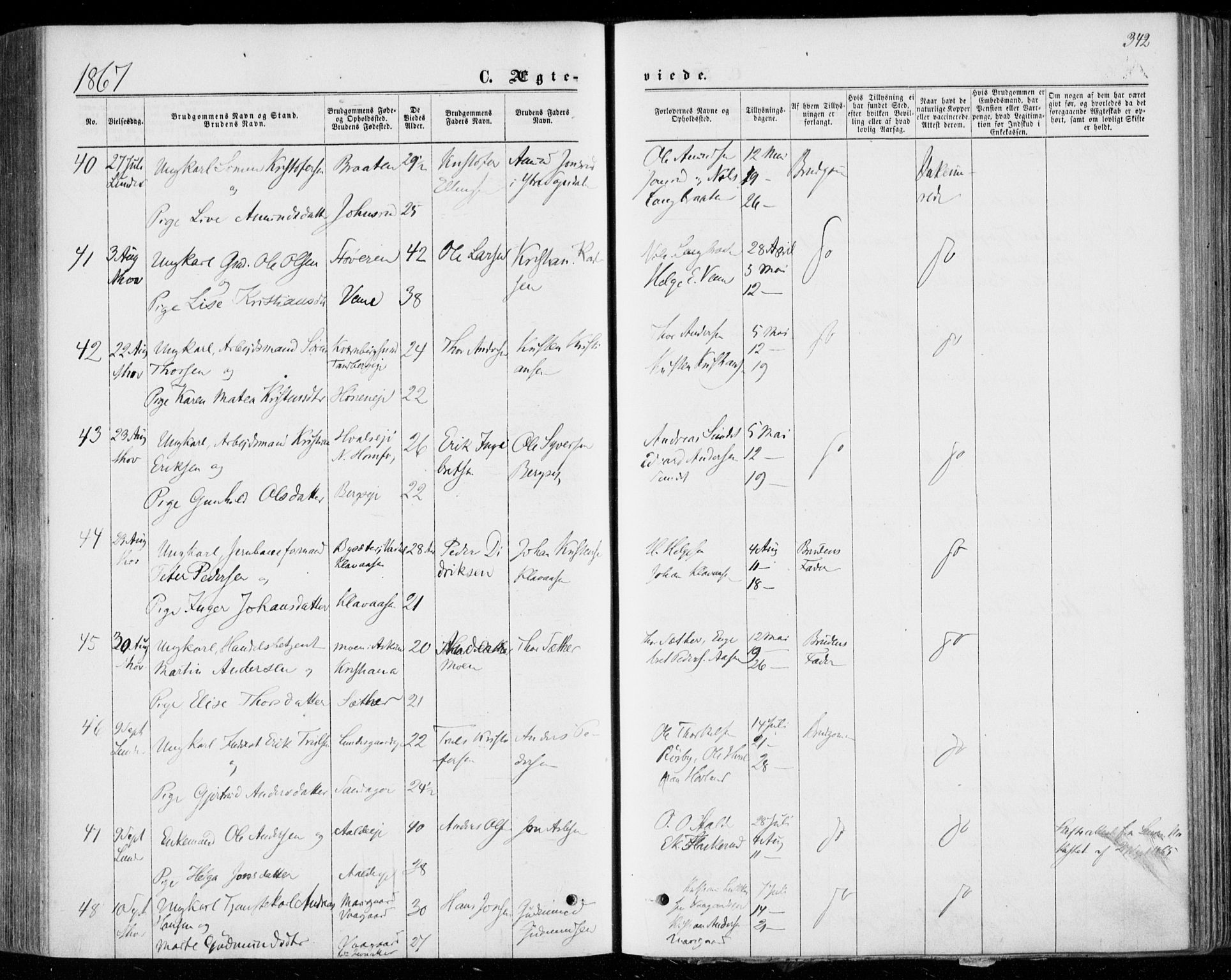 Norderhov kirkebøker, AV/SAKO-A-237/F/Fa/L0013: Ministerialbok nr. 13, 1866-1874, s. 342