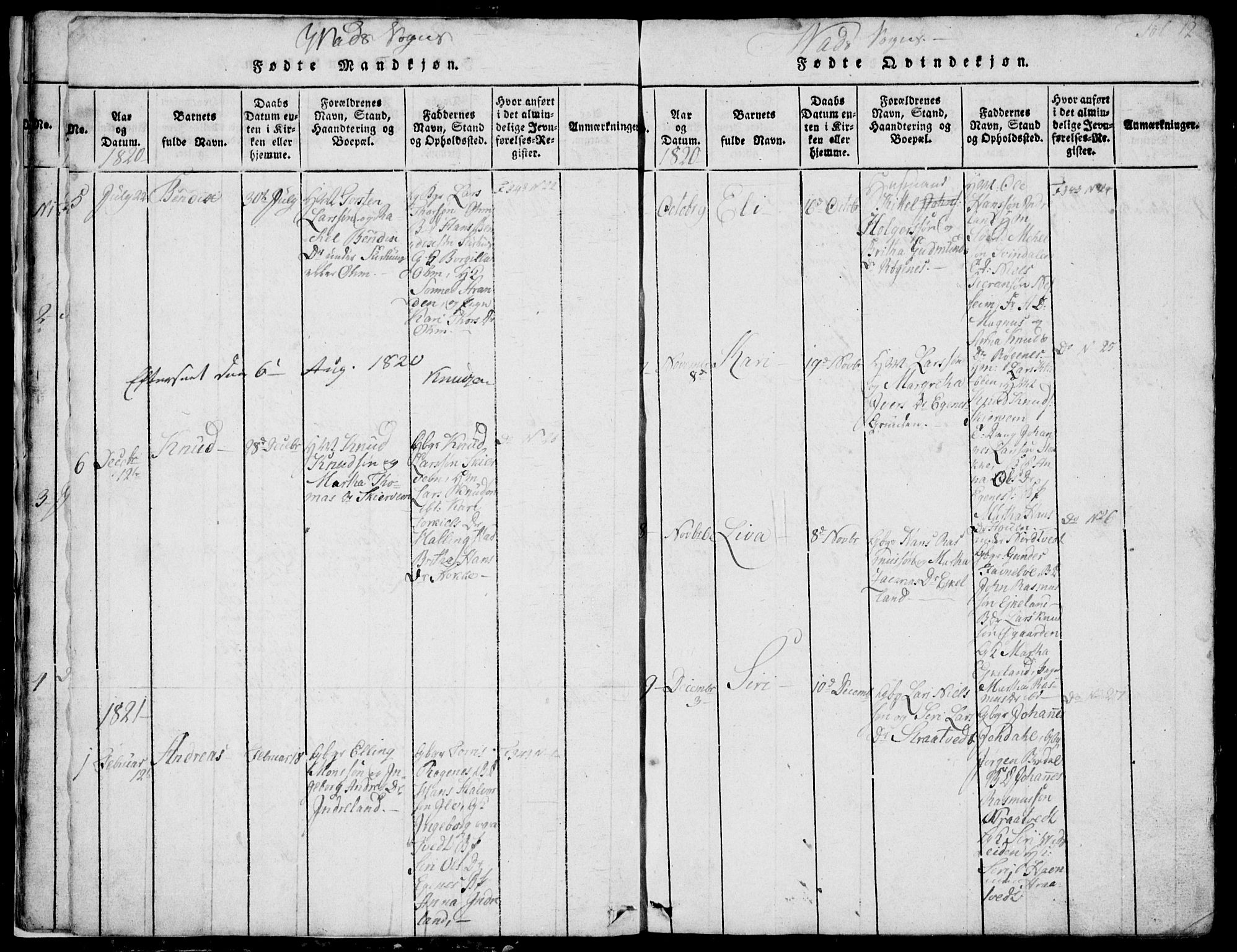 Skjold sokneprestkontor, AV/SAST-A-101847/H/Ha/Hab/L0002: Klokkerbok nr. B 2 /2, 1815-1830, s. 12