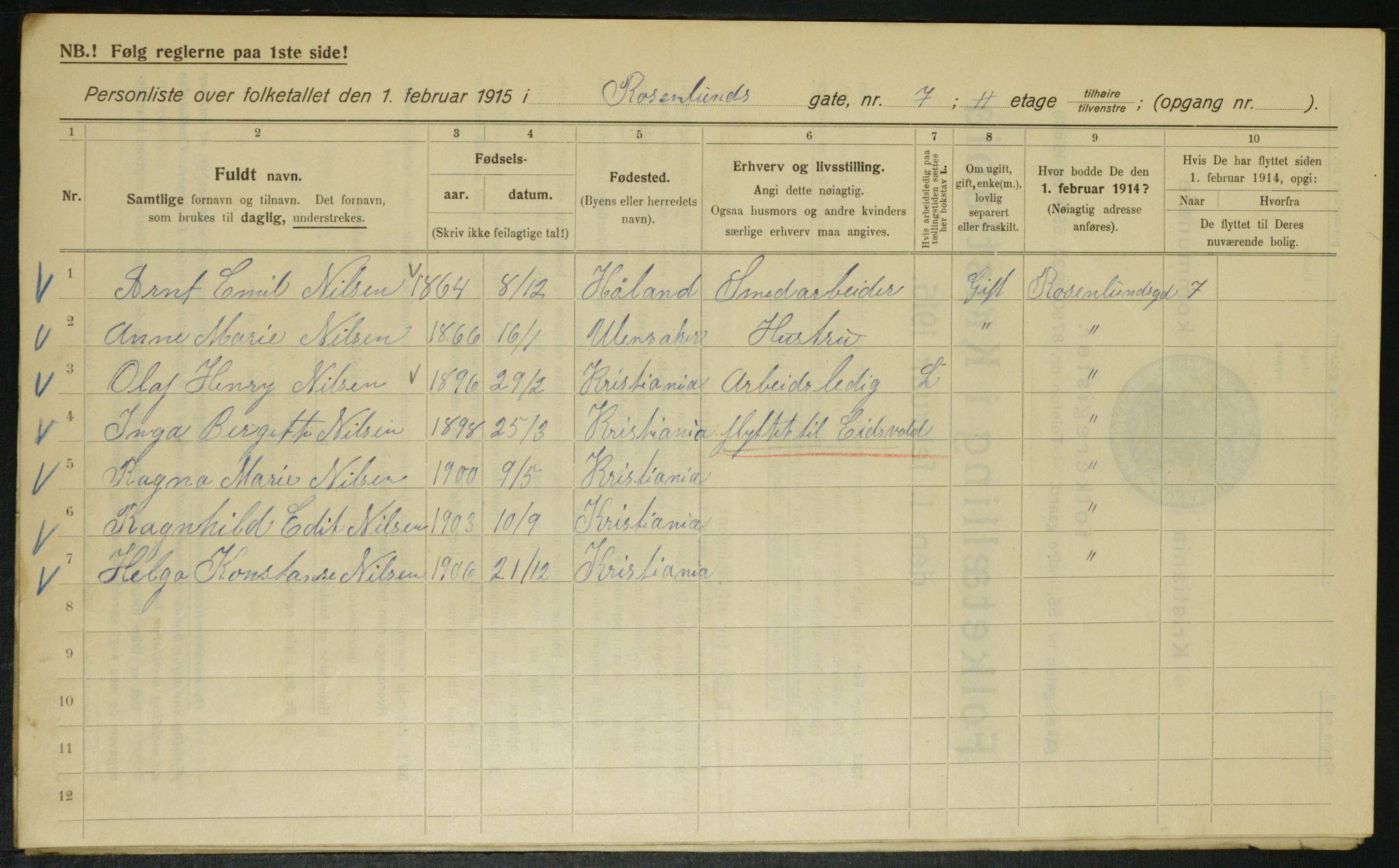 OBA, Kommunal folketelling 1.2.1915 for Kristiania, 1915, s. 83716