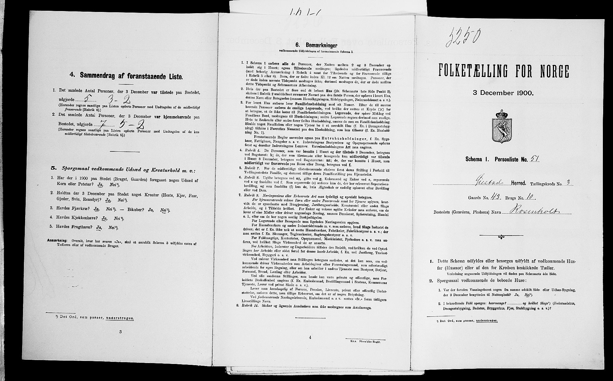 SAK, Folketelling 1900 for 0920 Øyestad herred, 1900, s. 533