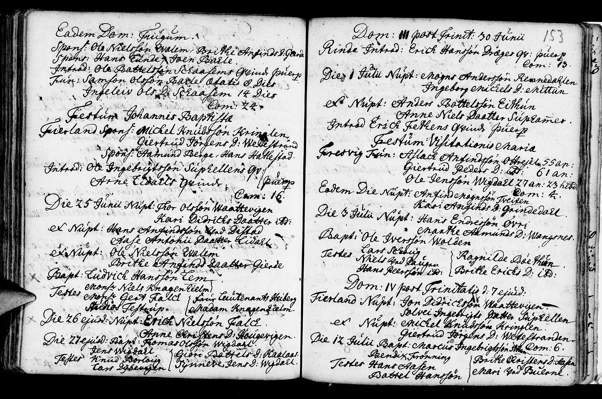 Leikanger sokneprestembete, AV/SAB-A-81001/H/Haa/Haaa/L0002: Ministerialbok nr. A 2, 1735-1756, s. 153
