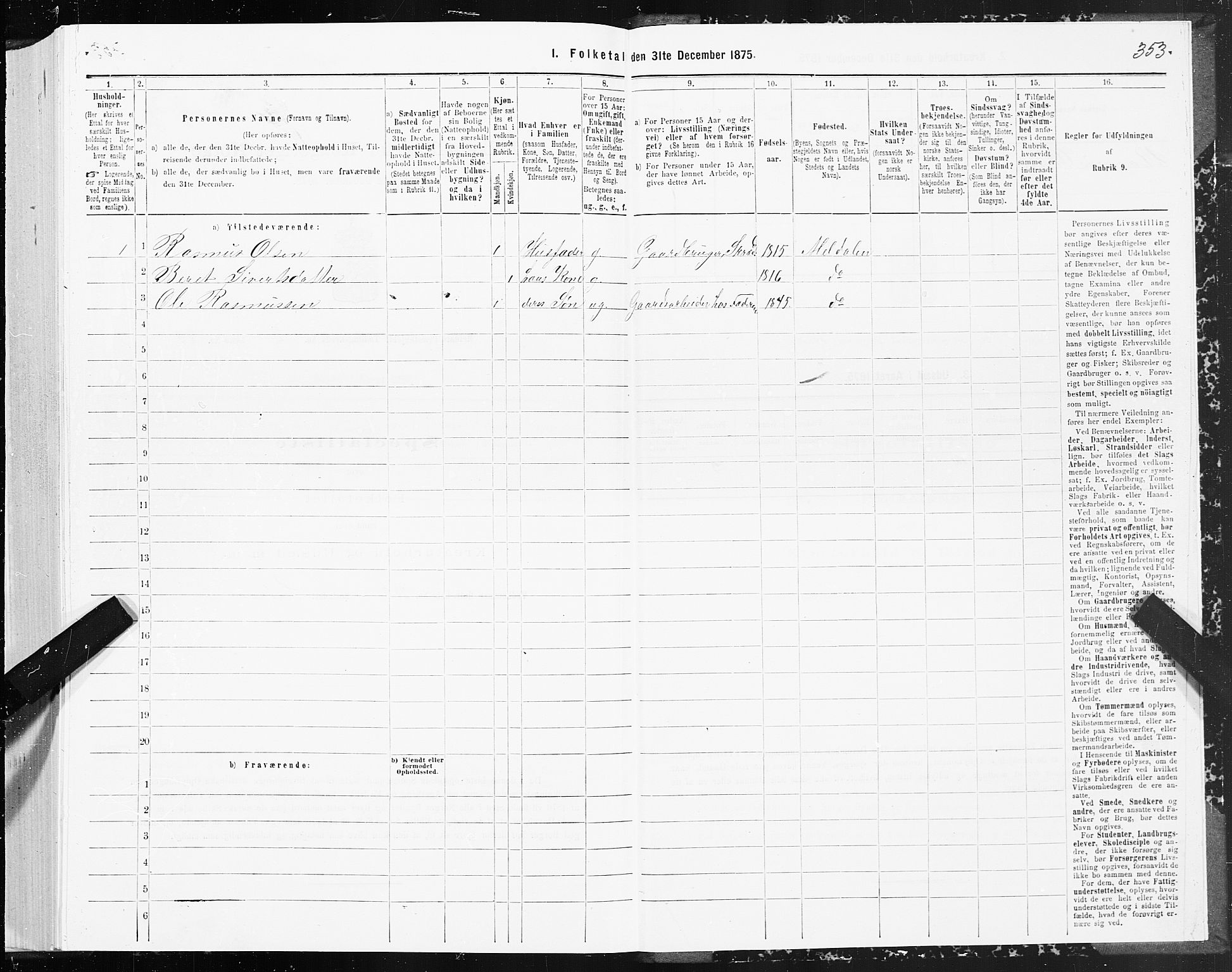 SAT, Folketelling 1875 for 1636P Meldal prestegjeld, 1875, s. 1353