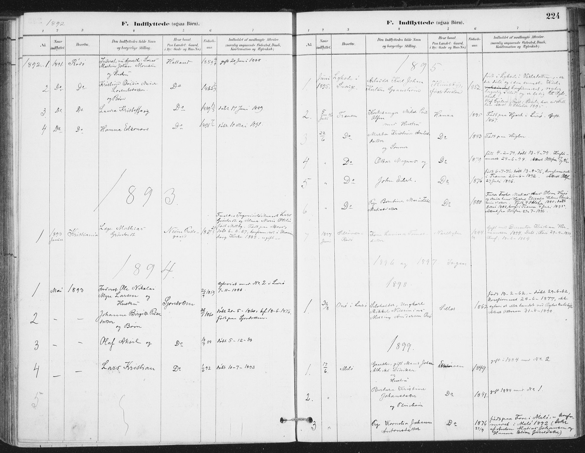 Ministerialprotokoller, klokkerbøker og fødselsregistre - Nordland, AV/SAT-A-1459/838/L0553: Ministerialbok nr. 838A11, 1880-1910, s. 224