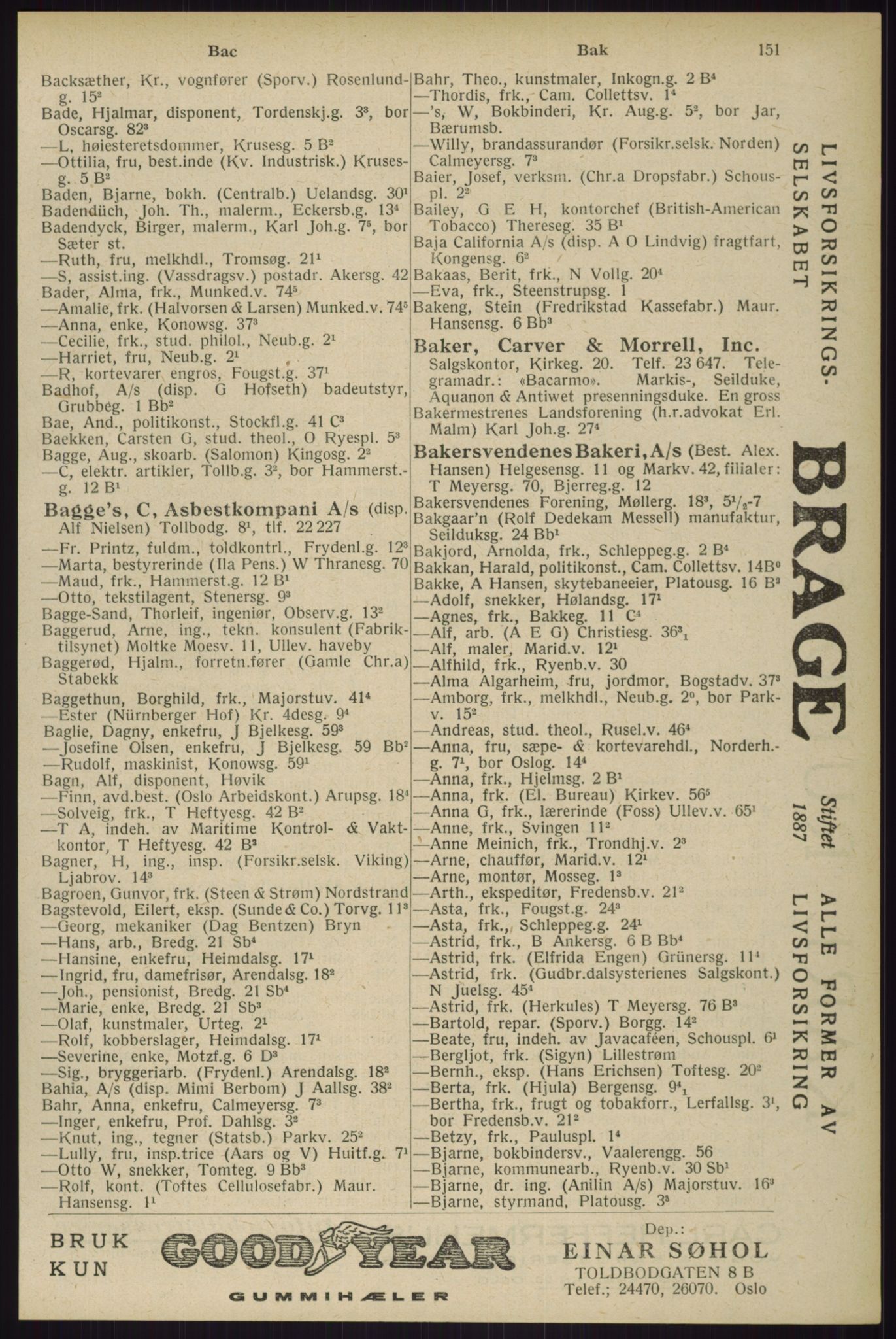 Kristiania/Oslo adressebok, PUBL/-, 1929, s. 151