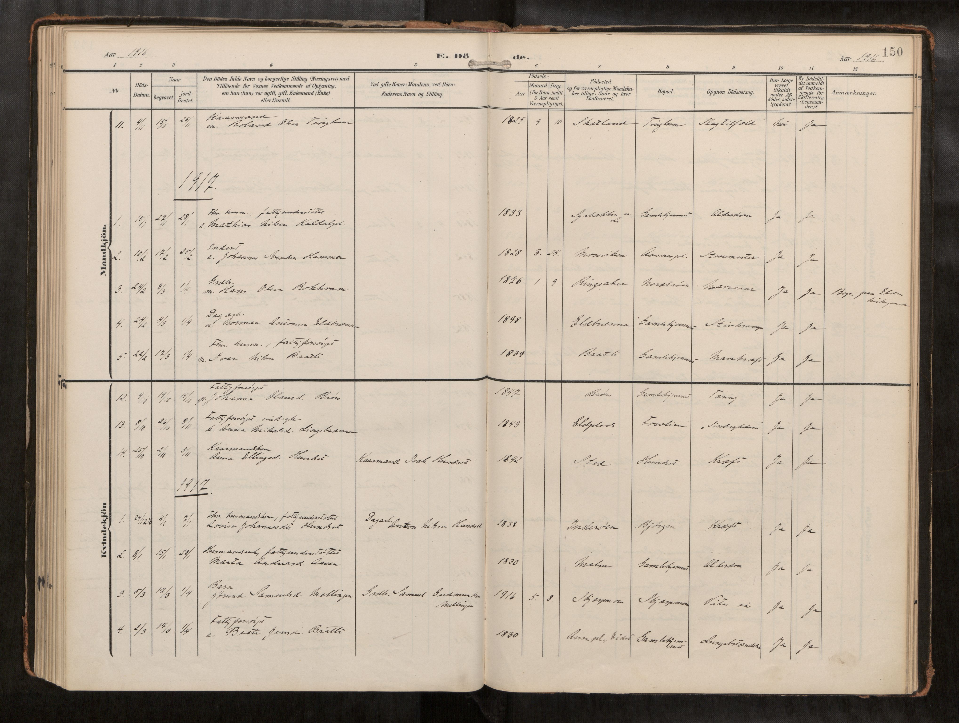 Ministerialprotokoller, klokkerbøker og fødselsregistre - Nord-Trøndelag, SAT/A-1458/742/L0409a: Ministerialbok nr. 742A03, 1906-1924, s. 150