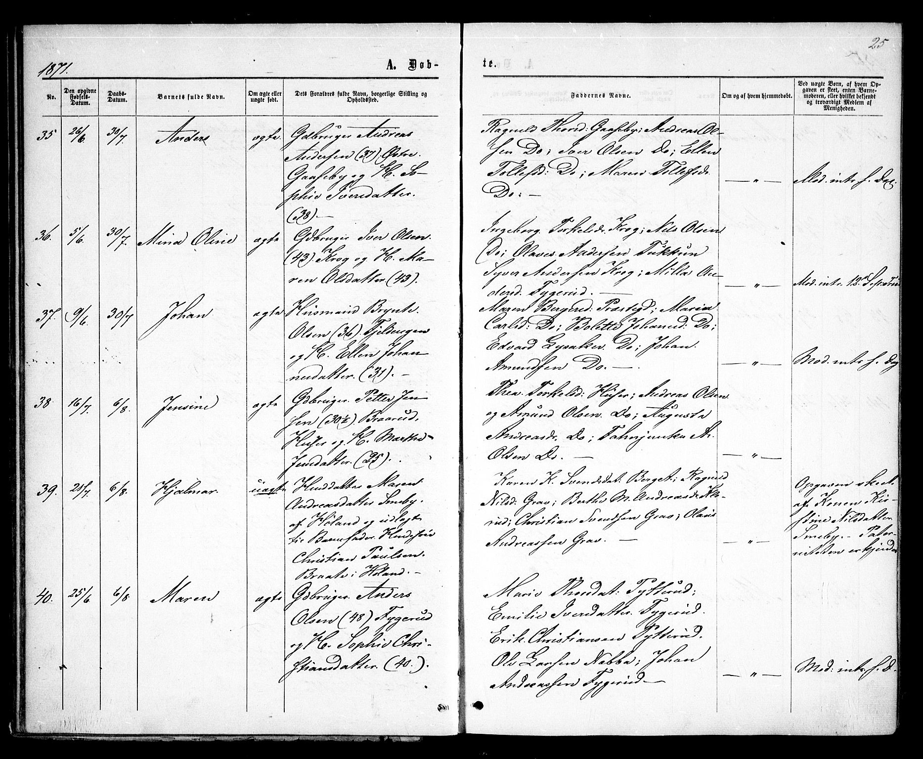 Rødenes prestekontor Kirkebøker, AV/SAO-A-2005/F/Fa/L0008: Ministerialbok nr. I 8, 1869-1879, s. 25