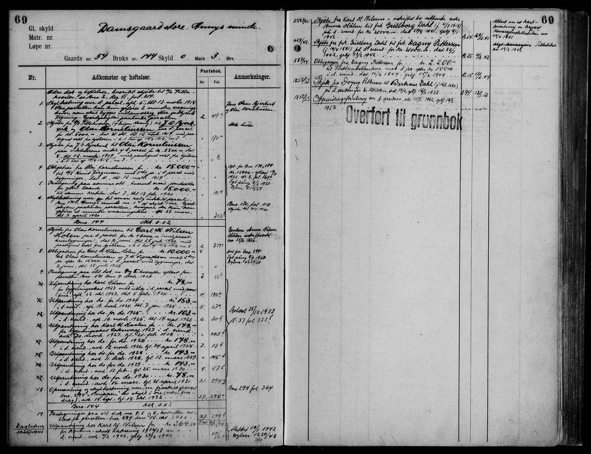 Midhordland sorenskriveri, AV/SAB-A-3001/1/G/Ga/Gab/L0115: Panteregister nr. II.A.b.115, s. 69