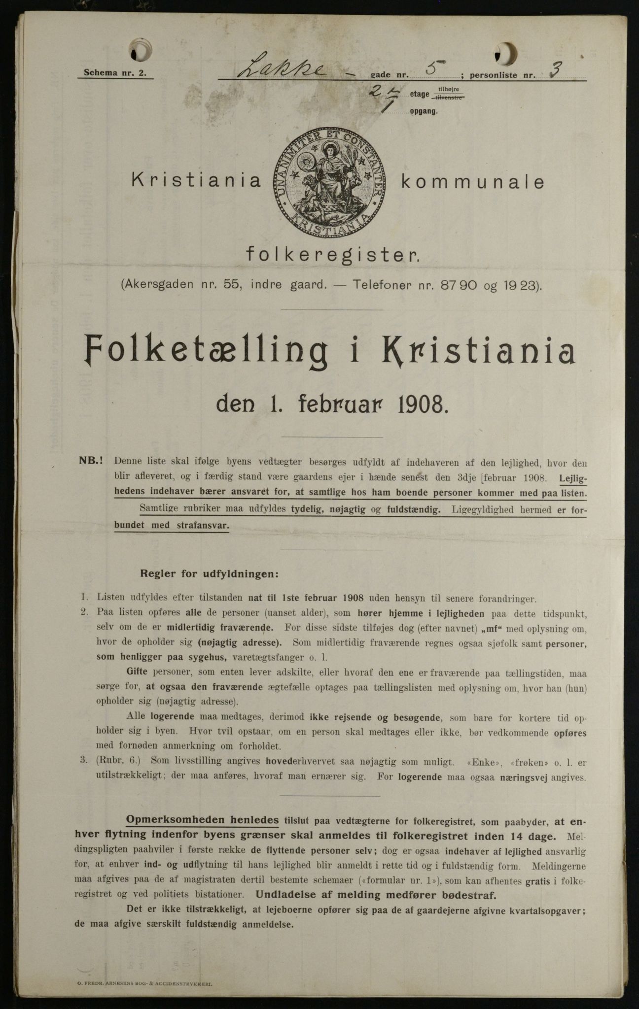 OBA, Kommunal folketelling 1.2.1908 for Kristiania kjøpstad, 1908, s. 49589