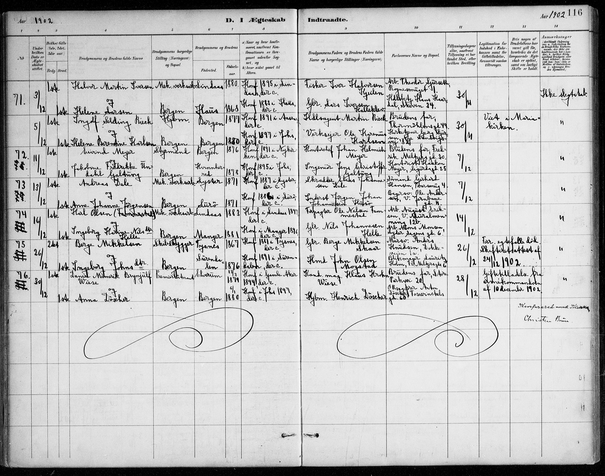 Johanneskirken sokneprestembete, AV/SAB-A-76001/H/Haa/L0012: Ministerialbok nr. D 1, 1885-1912, s. 116