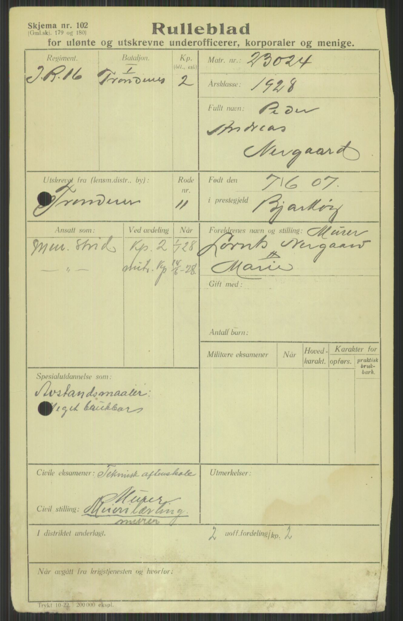 Forsvaret, Troms infanteriregiment nr. 16, AV/RA-RAFA-3146/P/Pa/L0013/0003: Rulleblad / Rulleblad for regimentets menige mannskaper, årsklasse 1928, 1928, s. 509