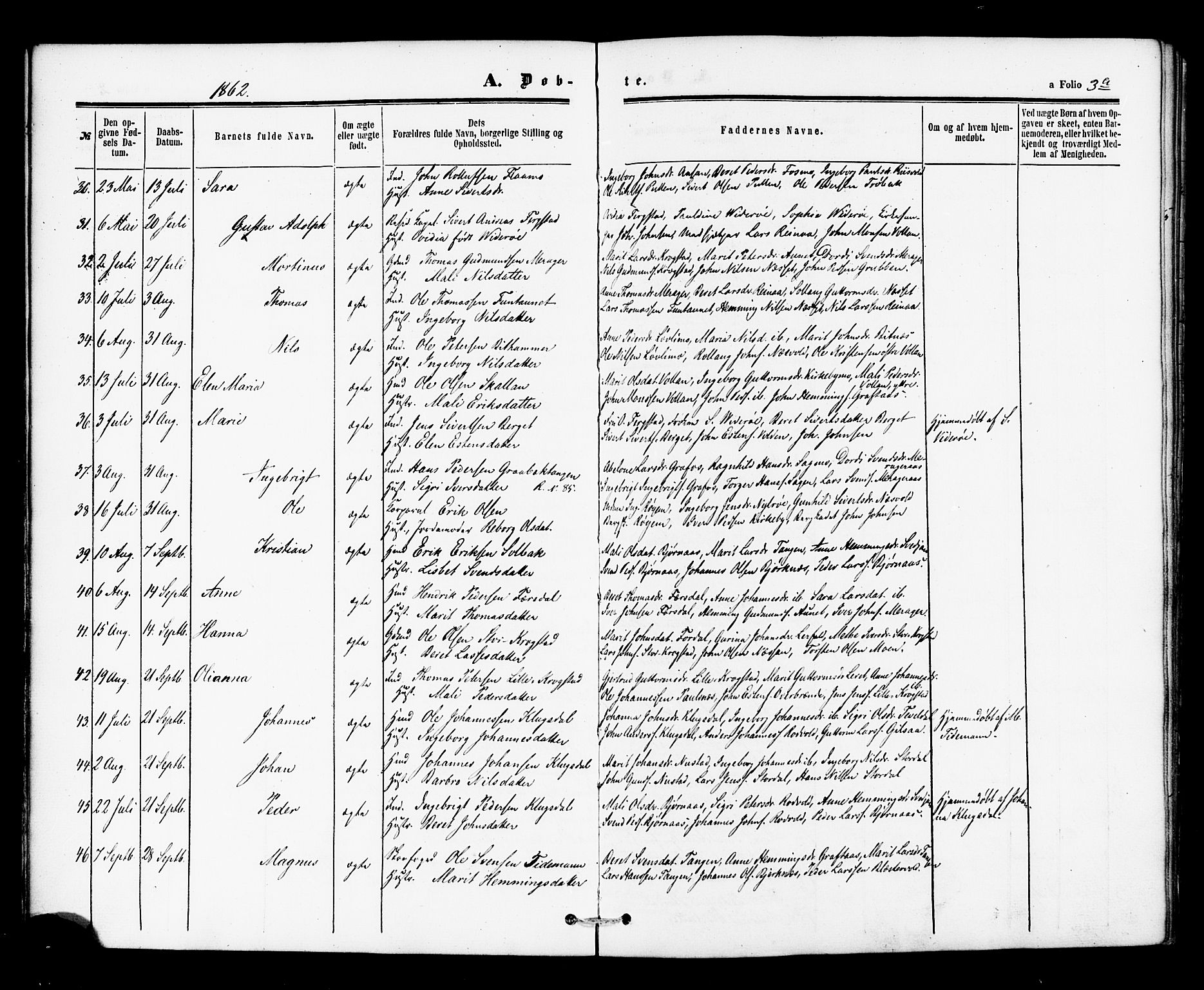 Ministerialprotokoller, klokkerbøker og fødselsregistre - Nord-Trøndelag, AV/SAT-A-1458/706/L0041: Ministerialbok nr. 706A02, 1862-1877, s. 3a