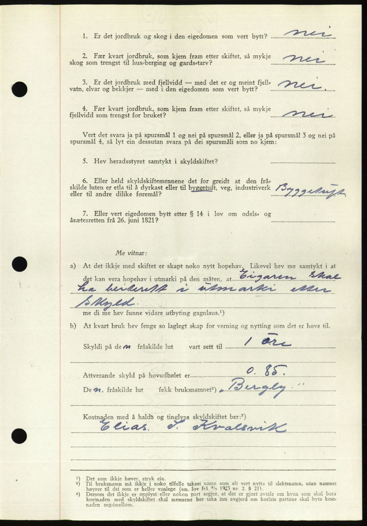 Søre Sunnmøre sorenskriveri, SAT/A-4122/1/2/2C/L0081: Pantebok nr. 7A, 1947-1948, Dagboknr: 1320/1947