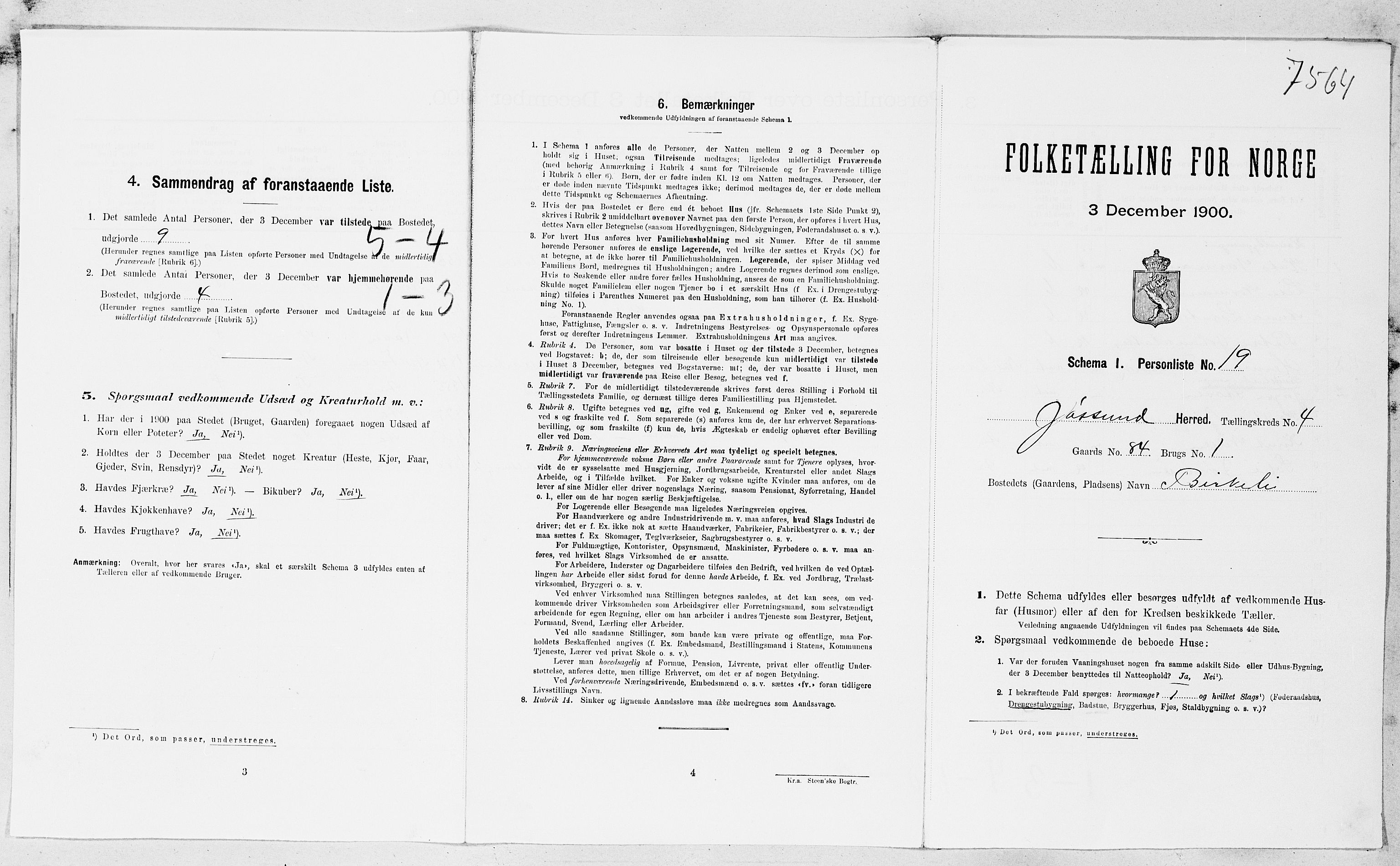 SAT, Folketelling 1900 for 1629 Jøssund herred, 1900, s. 461