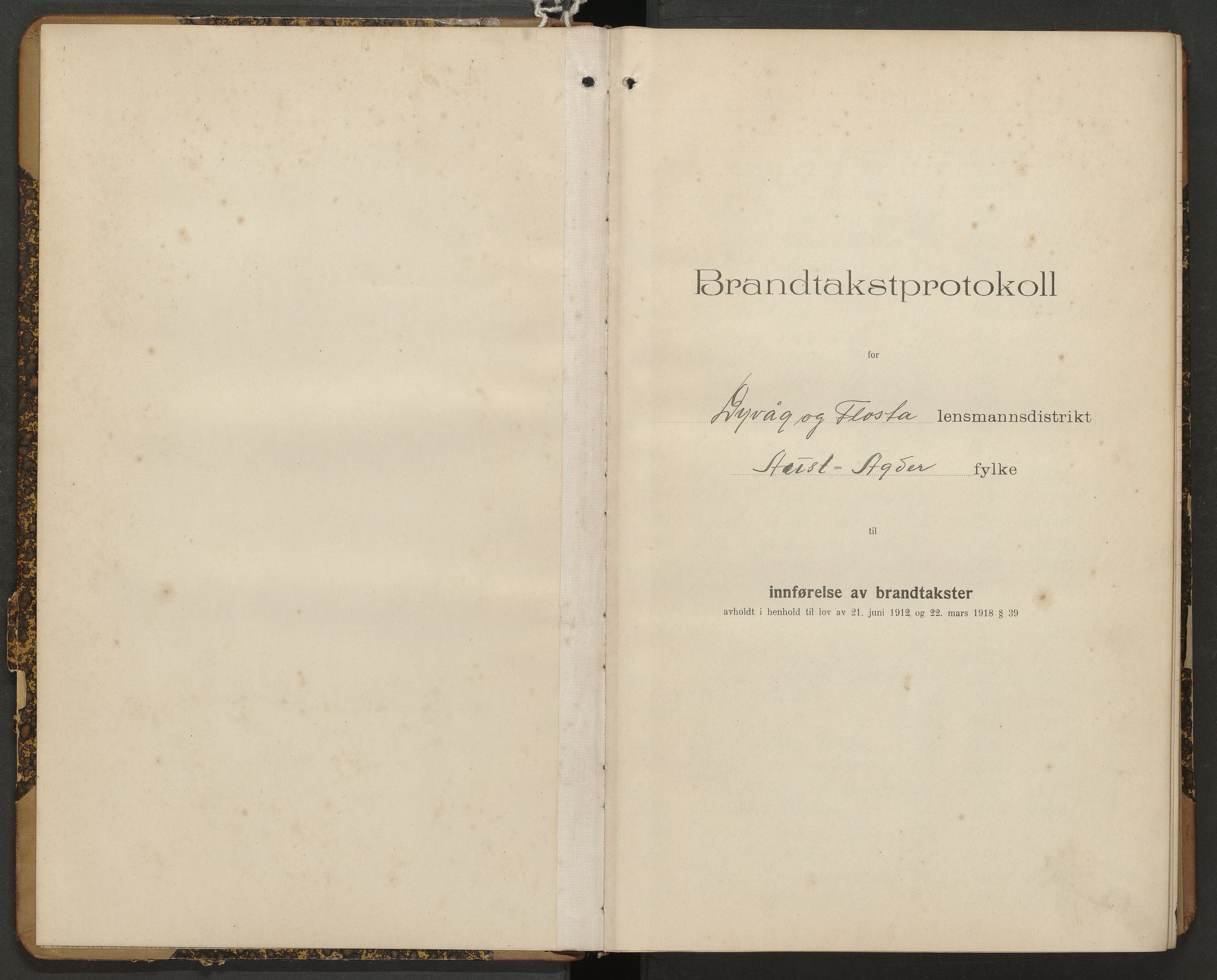 Norges Brannkasse Dypvåg og Flosta, AV/SAK-2241-0008/F/Fa/L0008: Branntakstprotokoll nr. 8 med gårdsnavnregister, 1927-1949