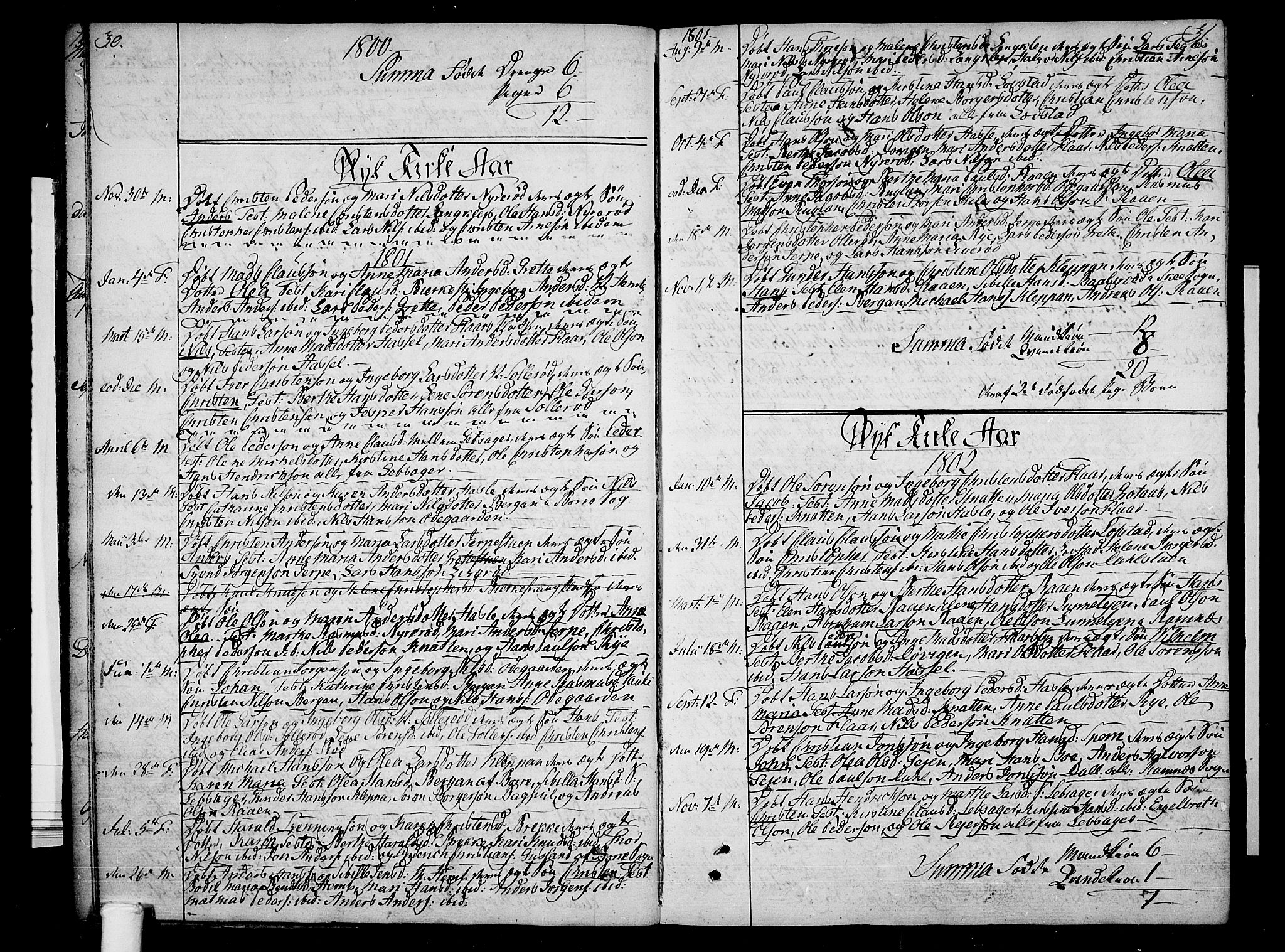Våle kirkebøker, SAKO/A-334/F/Fb/L0001: Ministerialbok nr. II 1, 1774-1814, s. 30-31
