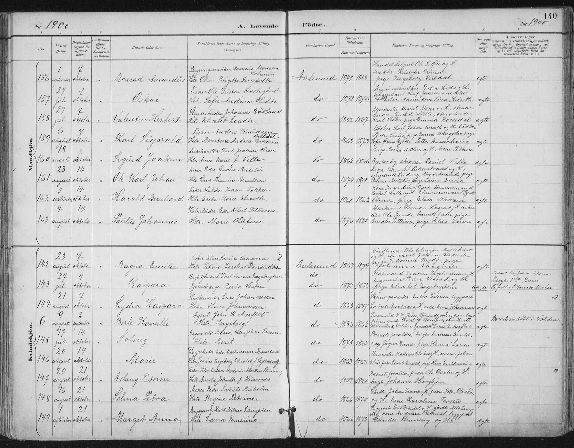Ministerialprotokoller, klokkerbøker og fødselsregistre - Møre og Romsdal, SAT/A-1454/529/L0456: Ministerialbok nr. 529A06, 1894-1906, s. 140