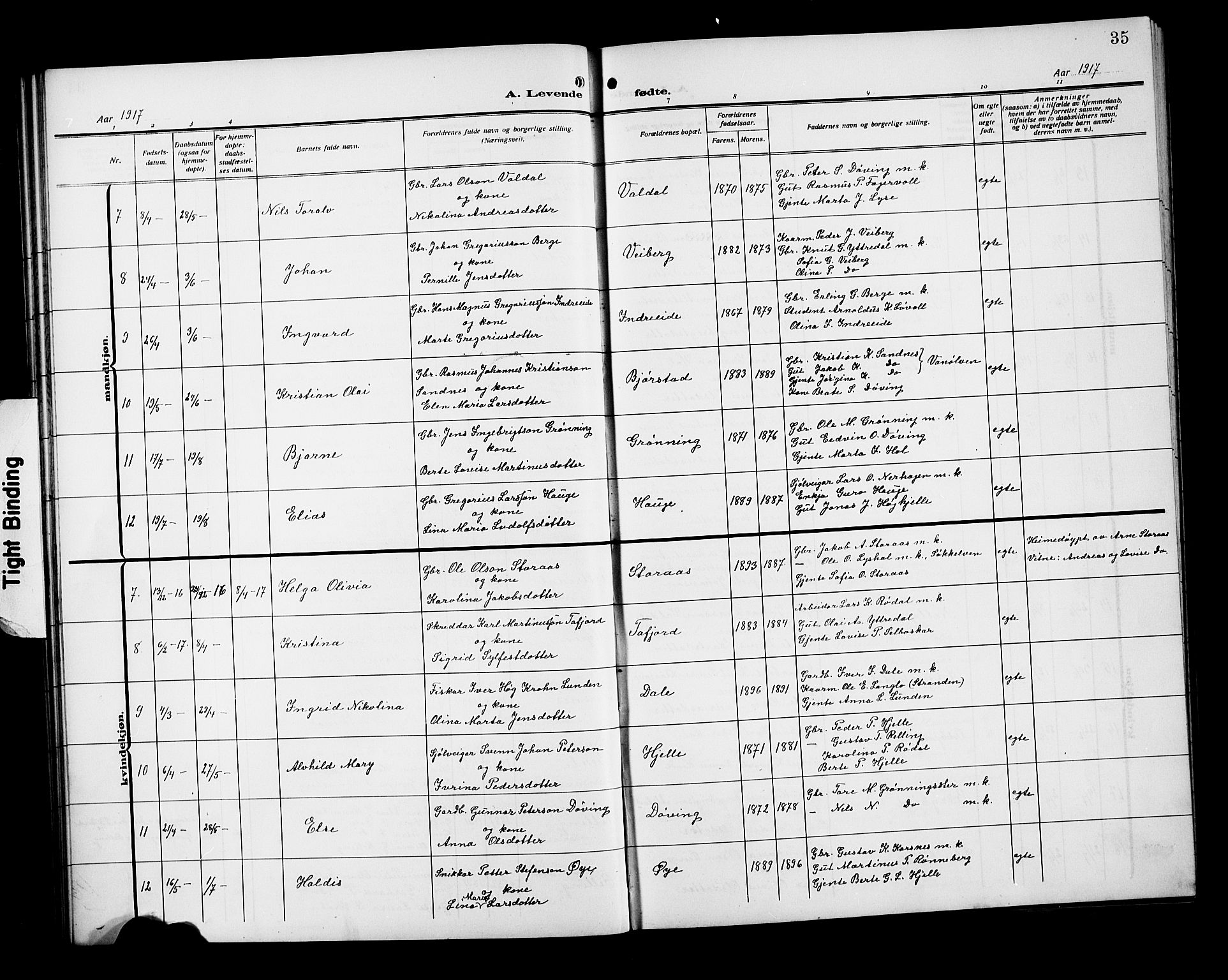 Ministerialprotokoller, klokkerbøker og fødselsregistre - Møre og Romsdal, AV/SAT-A-1454/519/L0265: Klokkerbok nr. 519C06, 1911-1921, s. 35