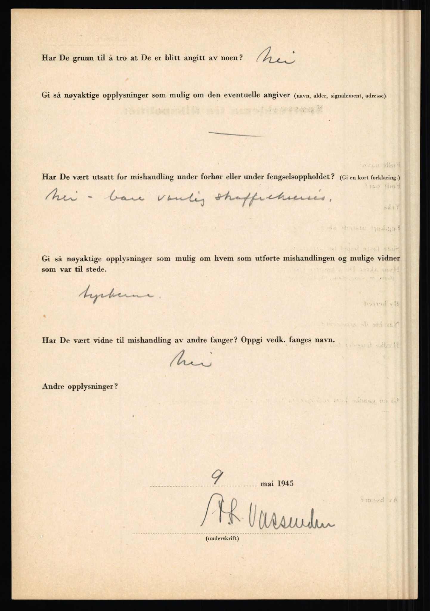 Rikspolitisjefen, AV/RA-S-1560/L/L0017: Tidemann, Hermann G. - Veum, Tjostolv, 1940-1945, s. 955