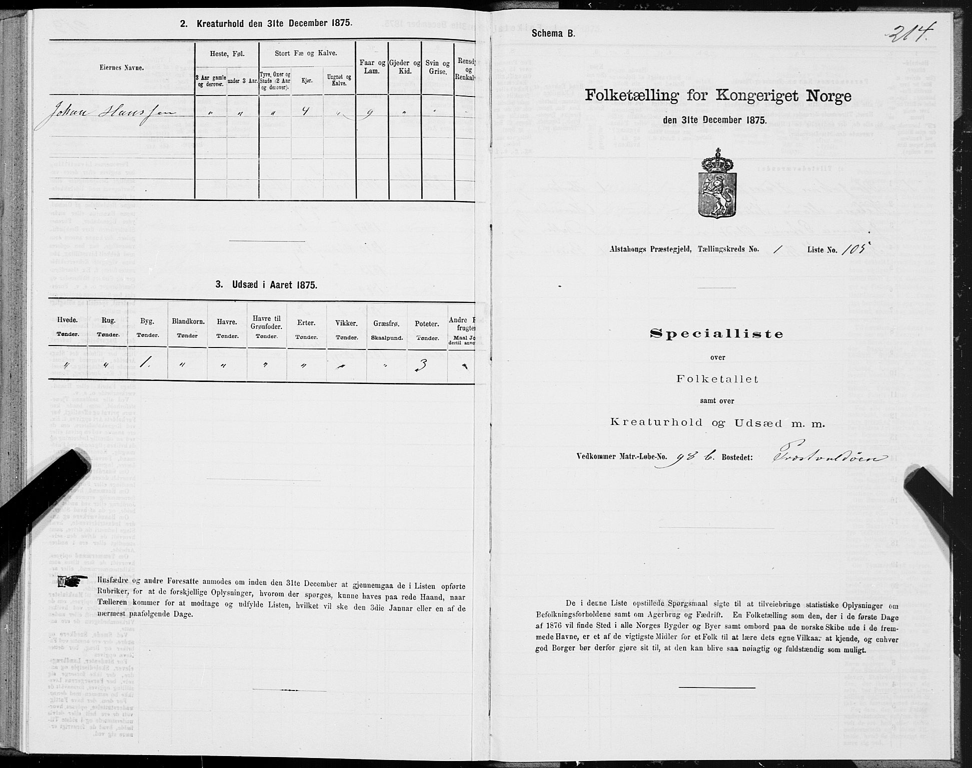 SAT, Folketelling 1875 for 1820P Alstahaug prestegjeld, 1875, s. 1214