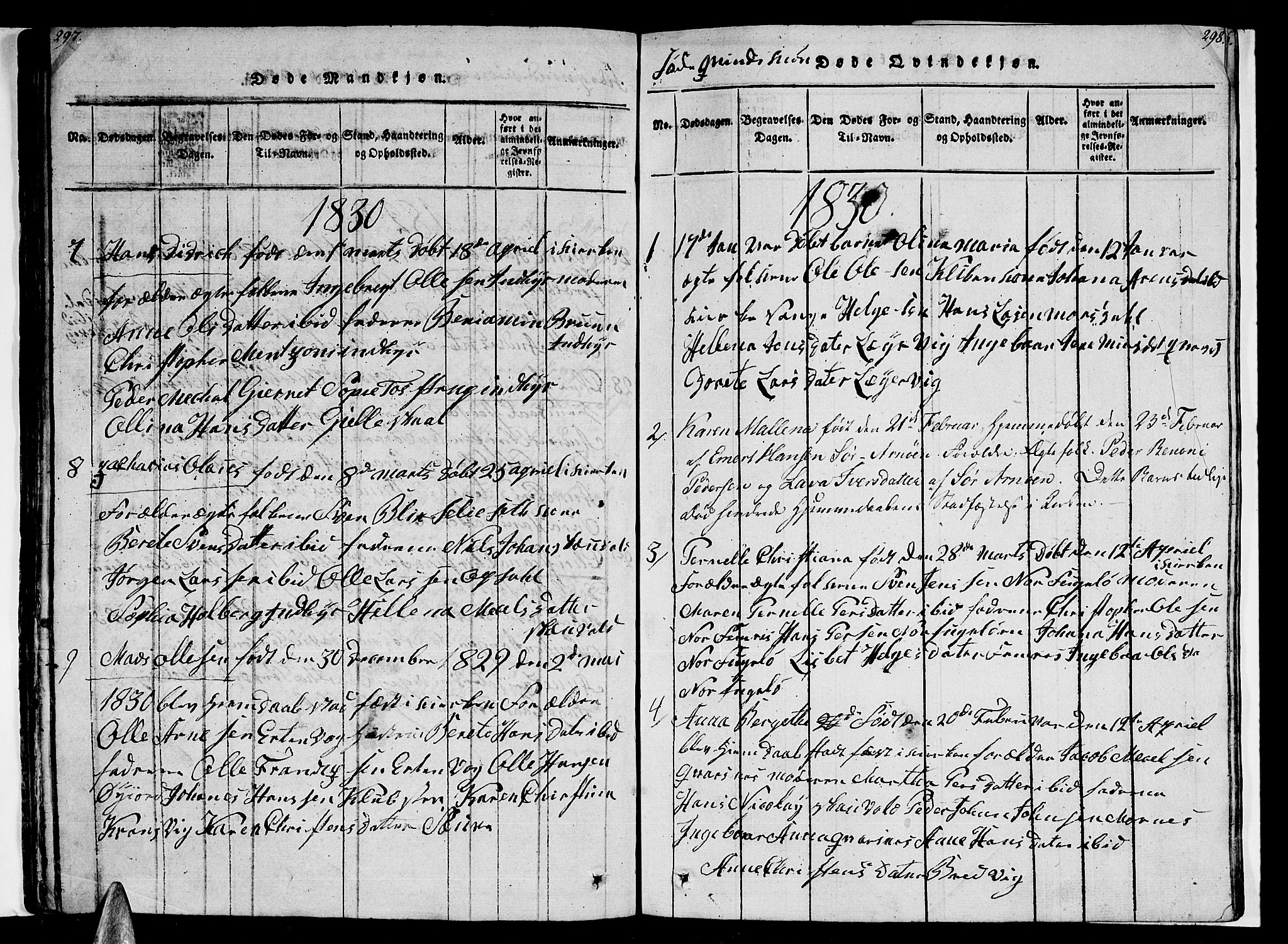 Ministerialprotokoller, klokkerbøker og fødselsregistre - Nordland, AV/SAT-A-1459/805/L0105: Klokkerbok nr. 805C01, 1820-1839, s. 297-298