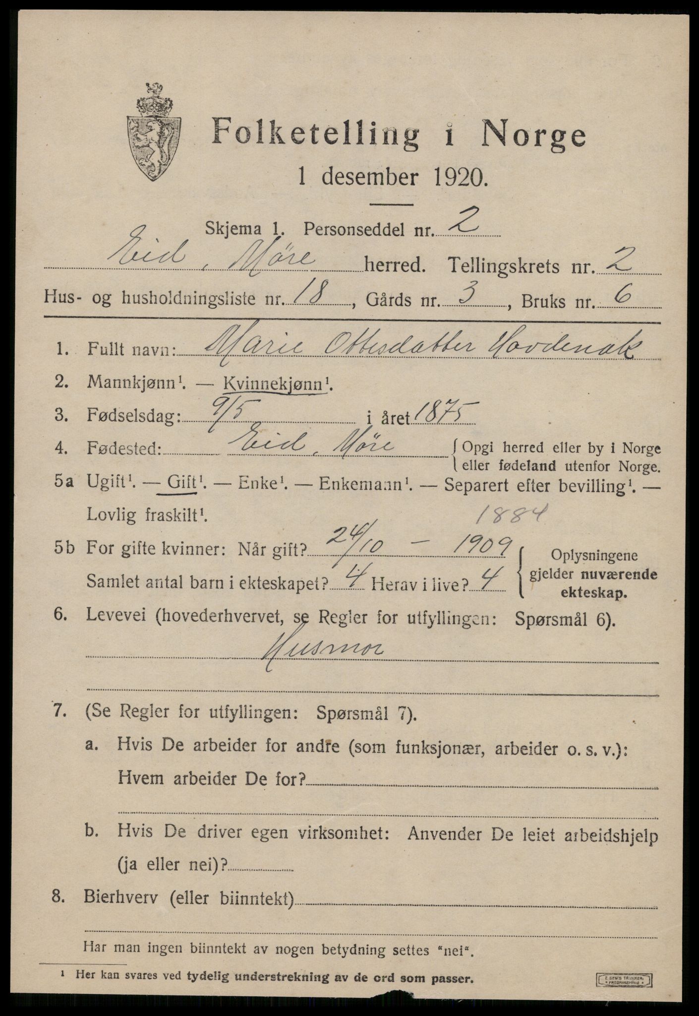 SAT, Folketelling 1920 for 1538 Eid herred, 1920, s. 713