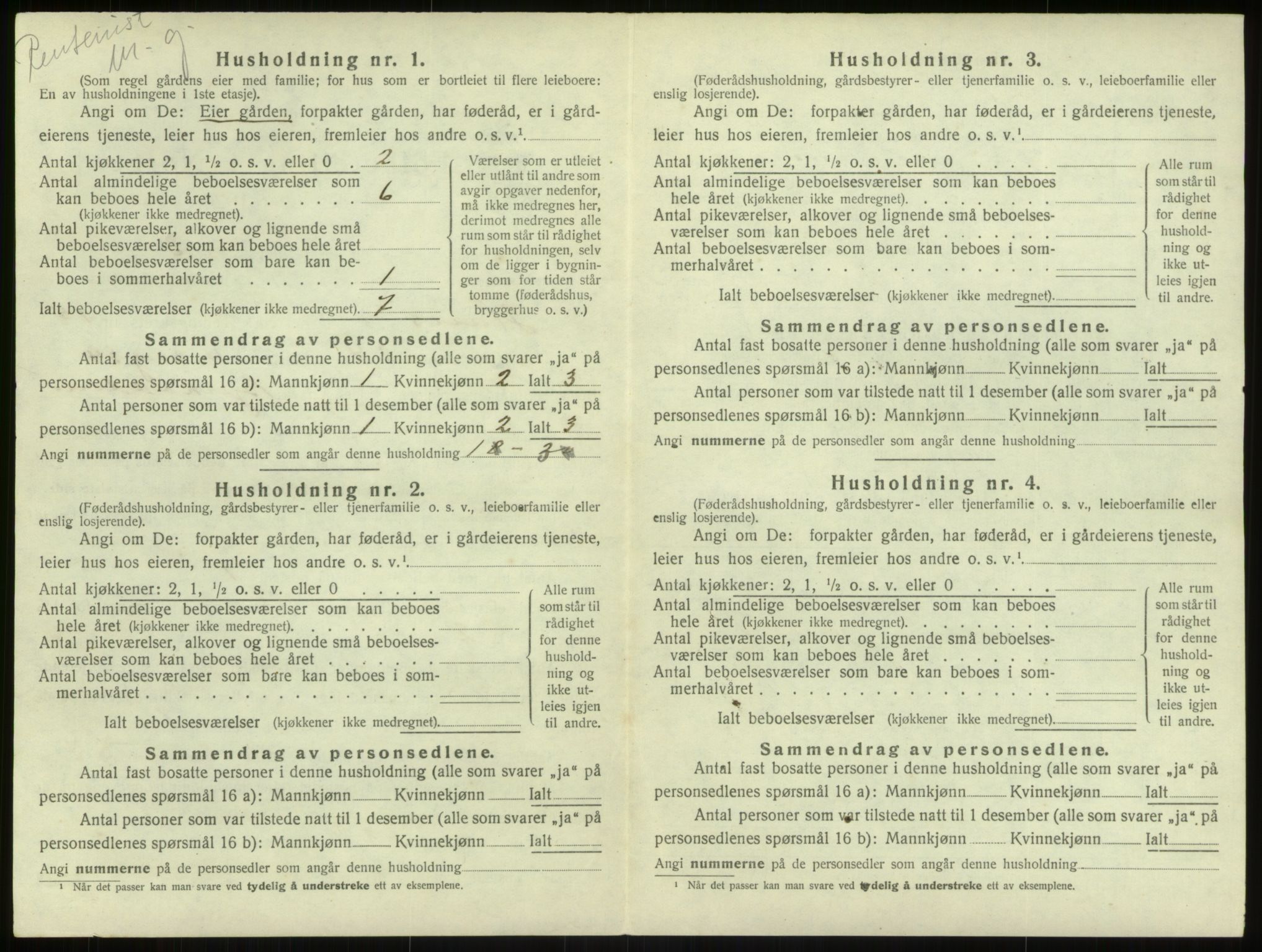 SAB, Folketelling 1920 for 1250 Haus herred, 1920, s. 1188