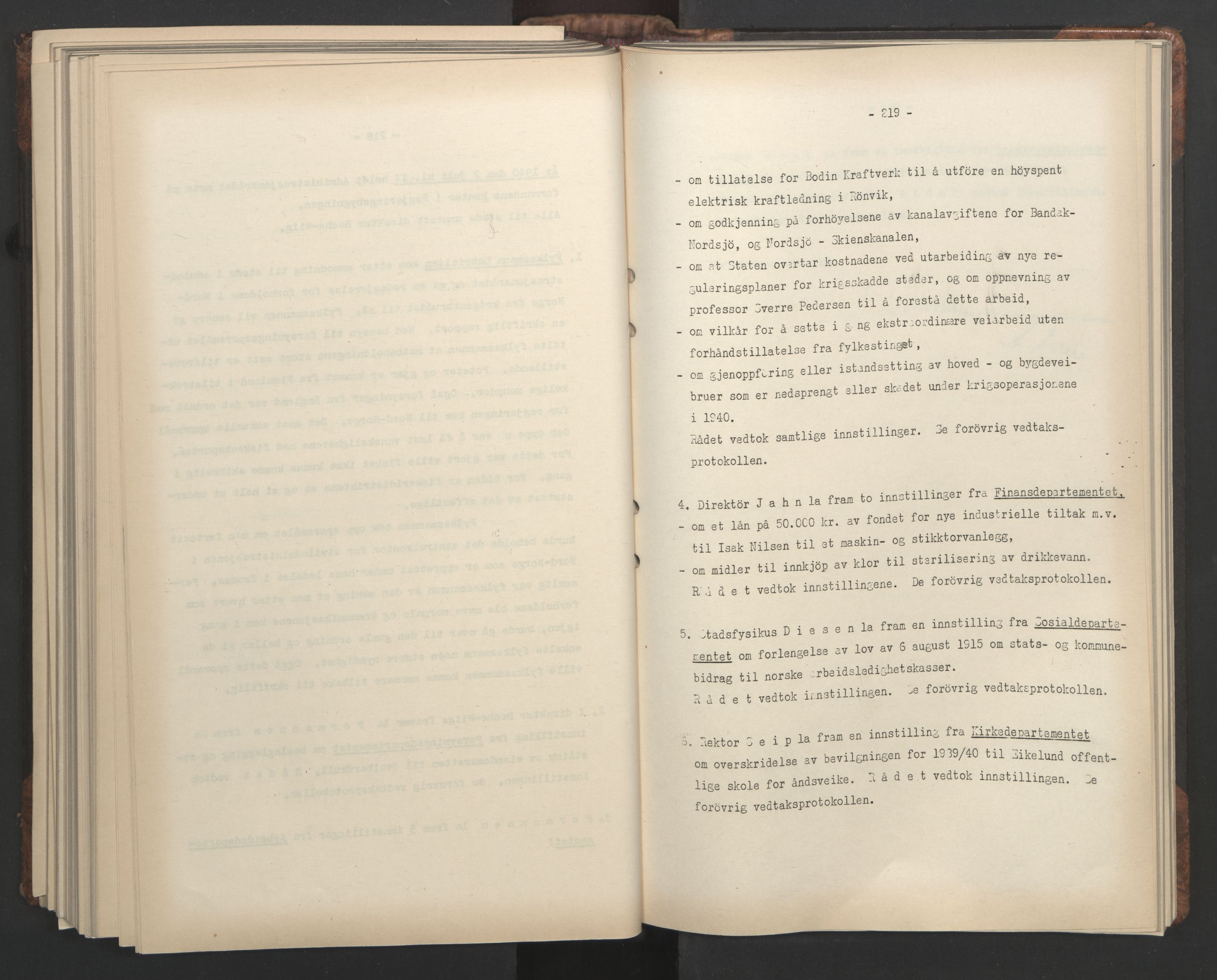 Administrasjonsrådet, AV/RA-S-1004/A/L0001: Møteprotokoll med tillegg 15/4-25/9, 1940, s. 219