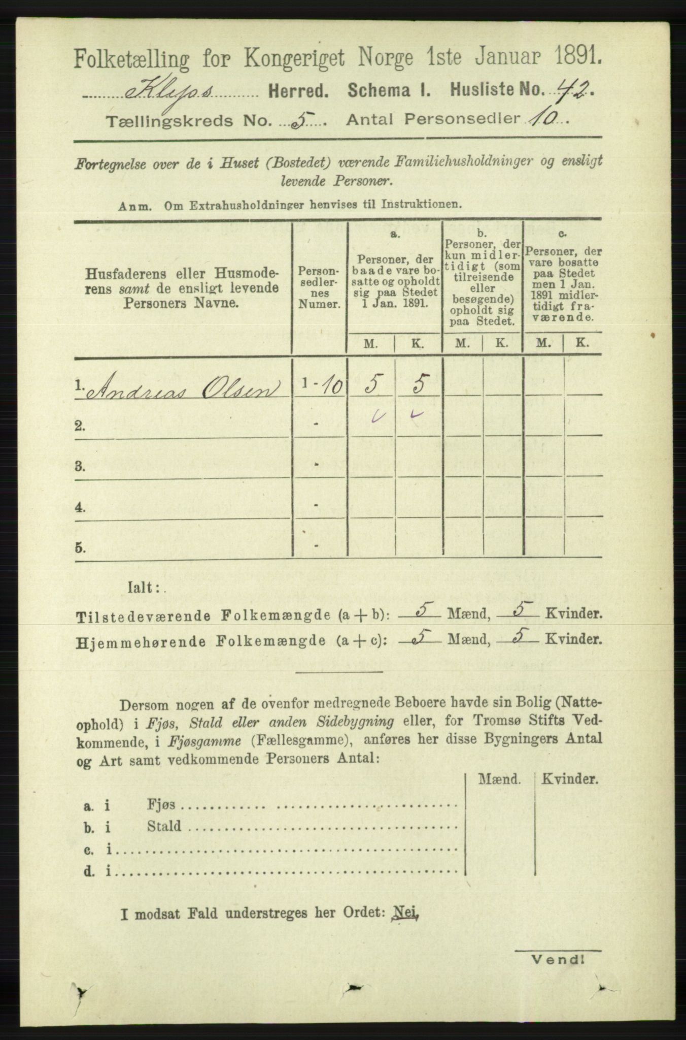 RA, Folketelling 1891 for 1120 Klepp herred, 1891, s. 1330