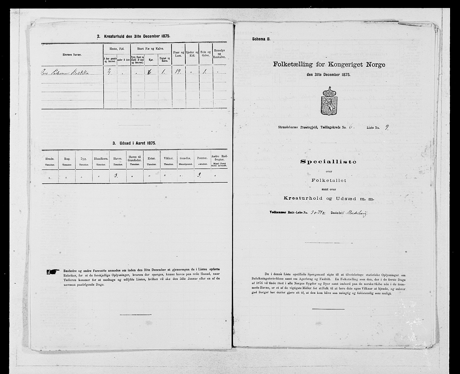 SAB, Folketelling 1875 for 1226P Strandebarm prestegjeld, 1875, s. 822