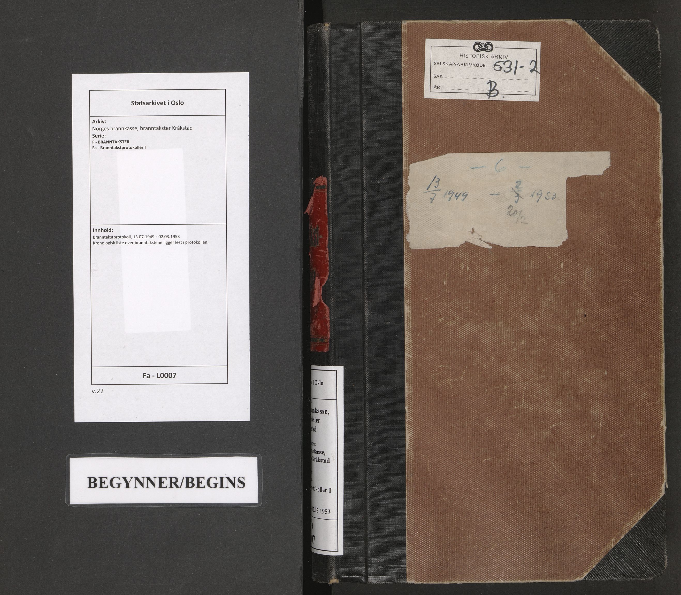 Norges brannkasse, branntakster Kråkstad, AV/SAO-A-11389/F/Fa/L0007: Branntakstprotokoll, 1949-1953