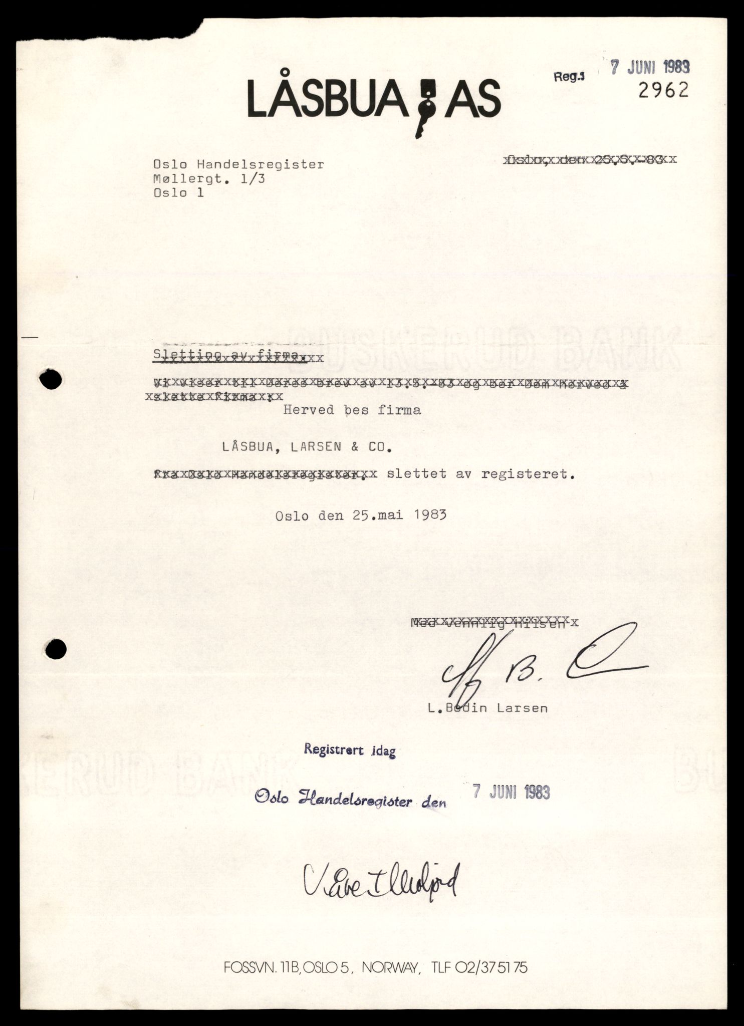 Oslo byfogd, Handelsregisteret, AV/SAT-A-10867/G/Gb/Gbb/L0059: Registreringsmeldinger, L-Norp, 1983, s. 5