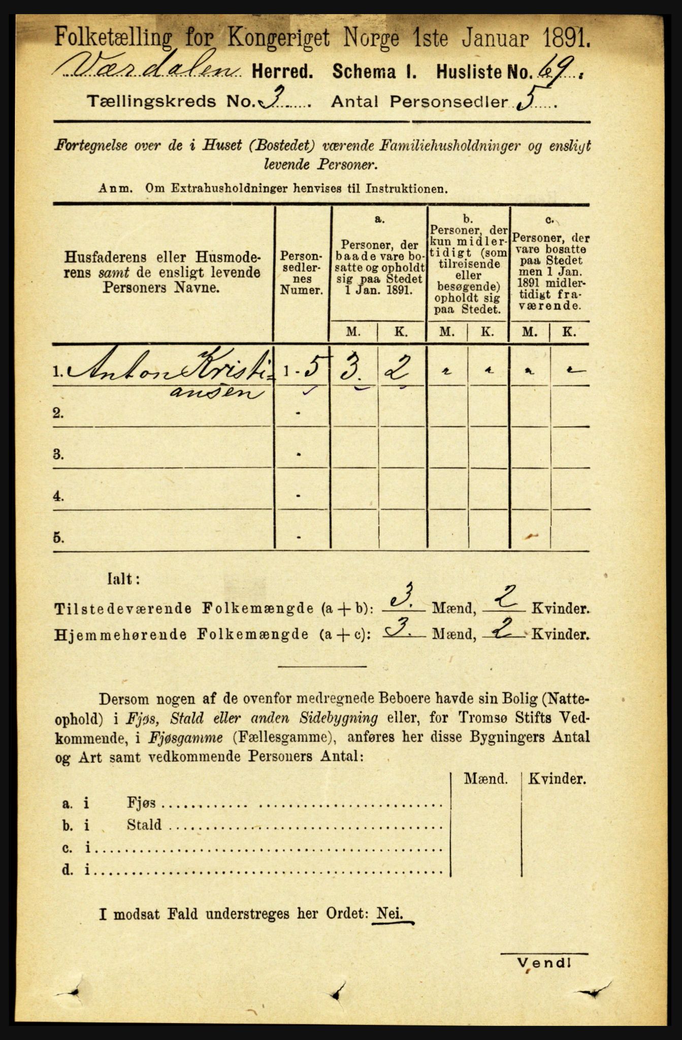 RA, Folketelling 1891 for 1721 Verdal herred, 1891, s. 1728